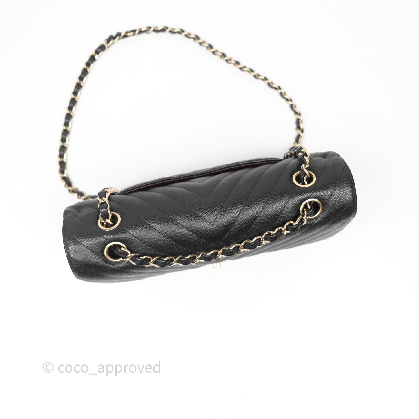 Chanel Classic M/L Medium Flap Chevron Black Caviar Gold Hardware
