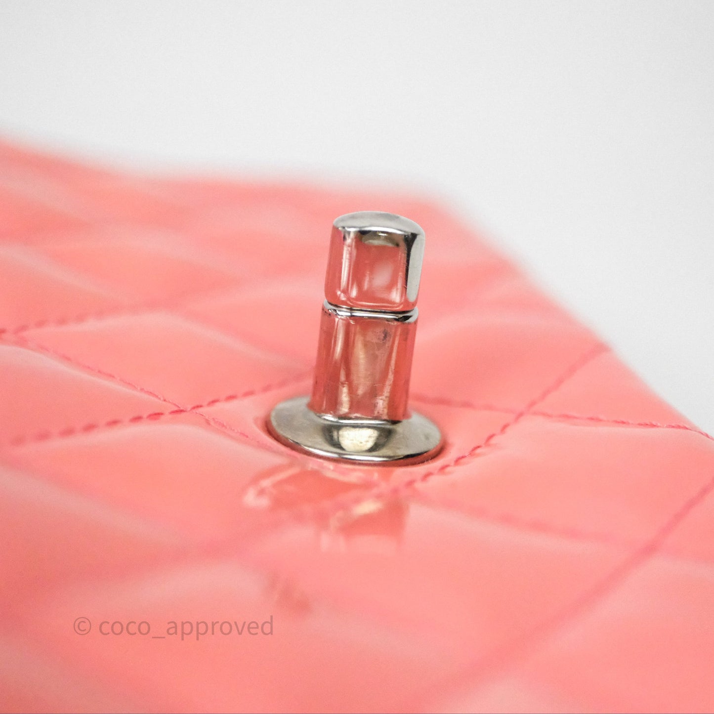 Chanel Quilted Mini Rectangular Pink Patent Silver Hardware