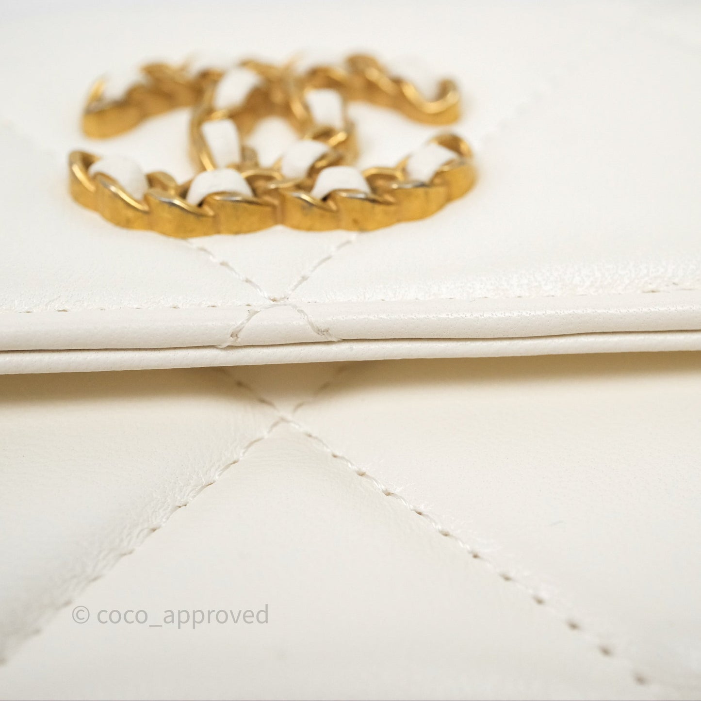 Chanel 19 Clutch With Chain Ivory White Lambskin Mixed Hardware