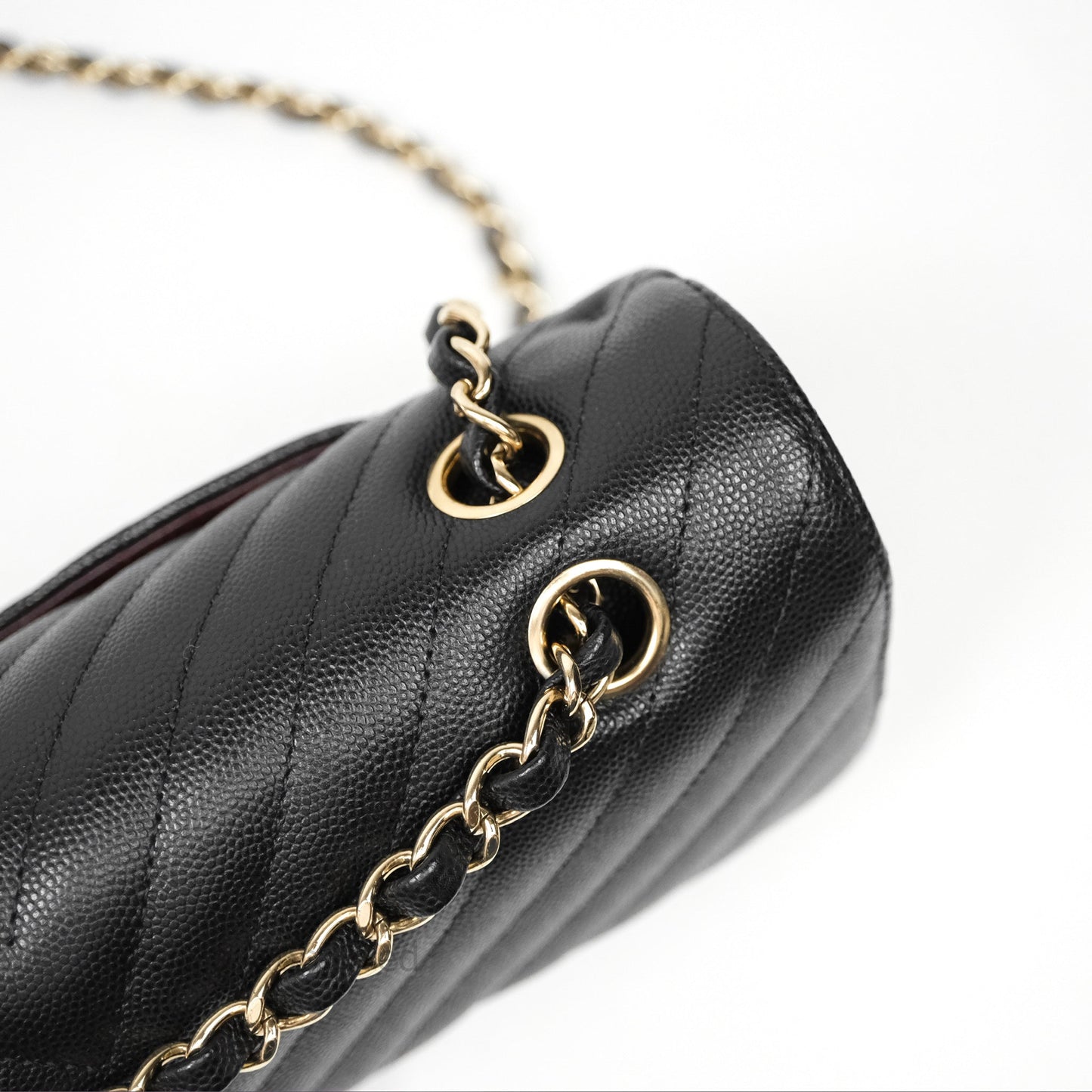 Chanel Classic M/L Medium Flap Chevron Black Caviar Gold Hardware