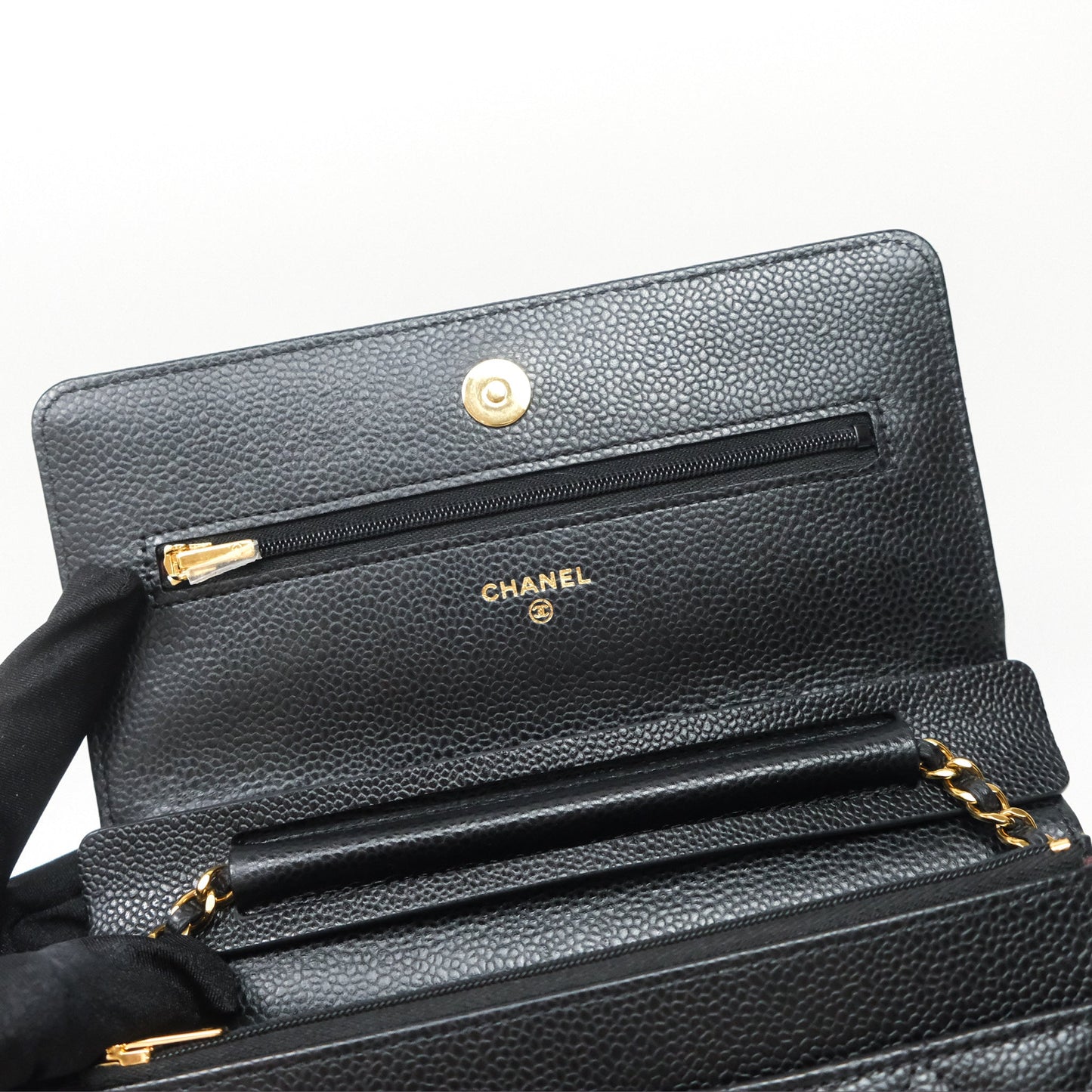 Chanel Quilted WOC Black Caviar Gold Hardware