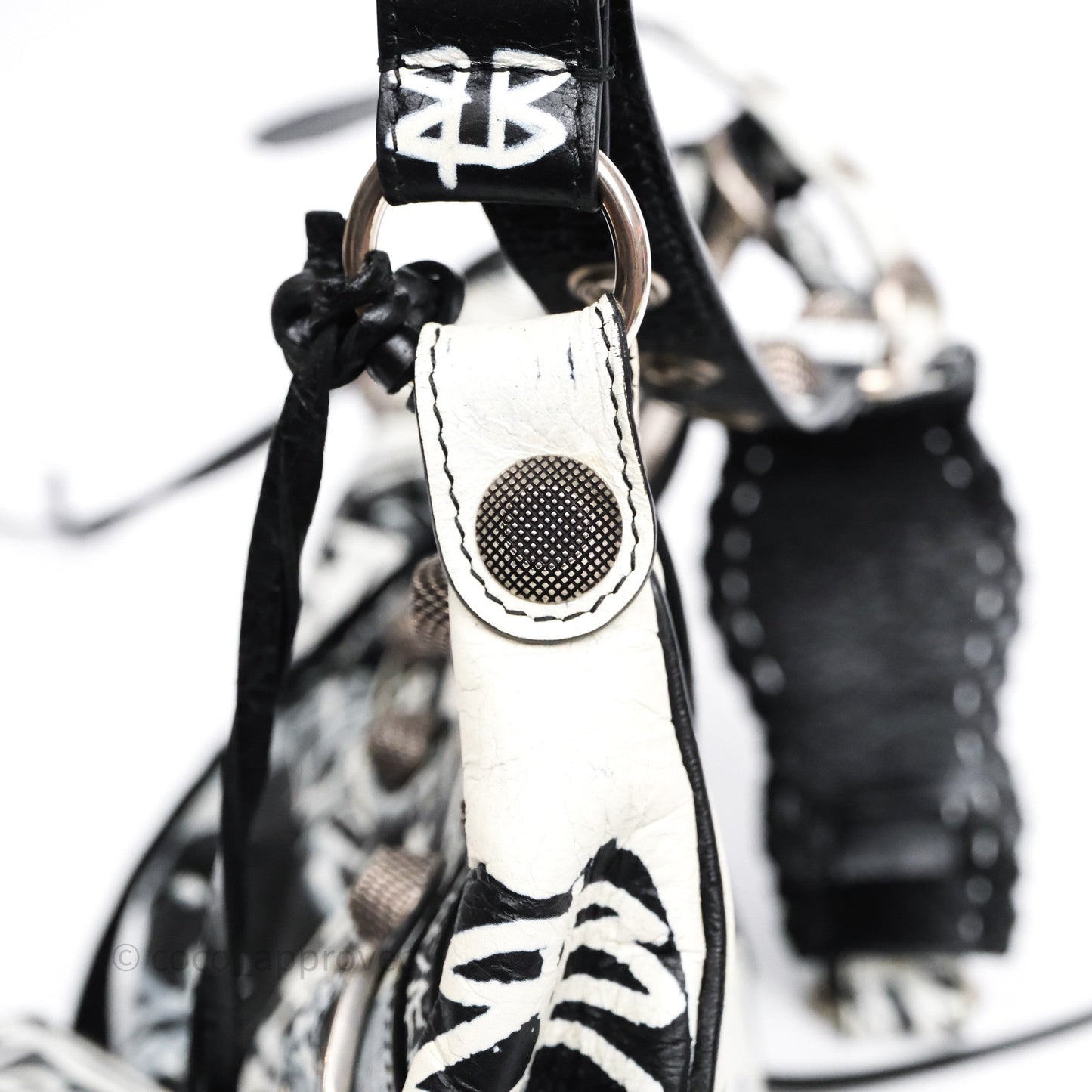 Balenciaga Small Agneau Arena Graffiti Le Cagole Shoulder Bag Black/ White