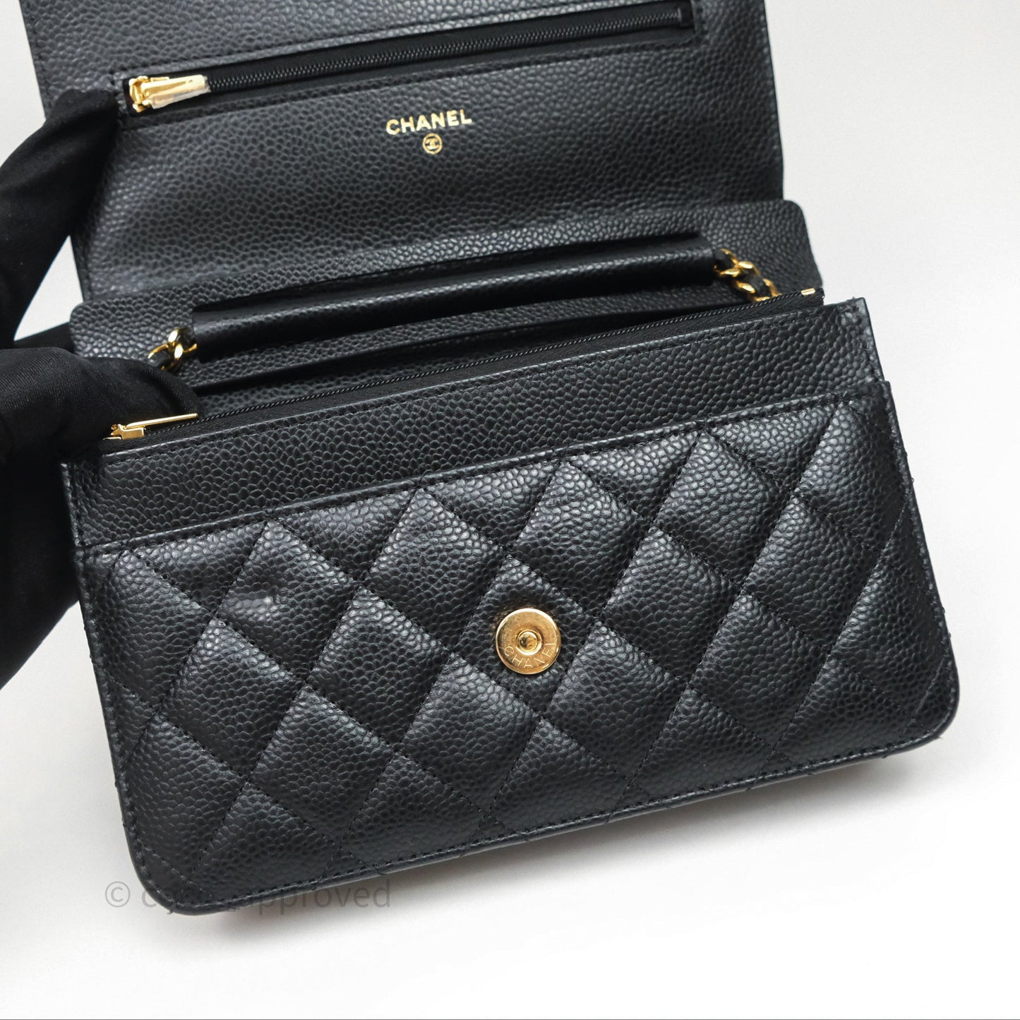Chanel Quilted WOC Black Caviar Gold Hardware