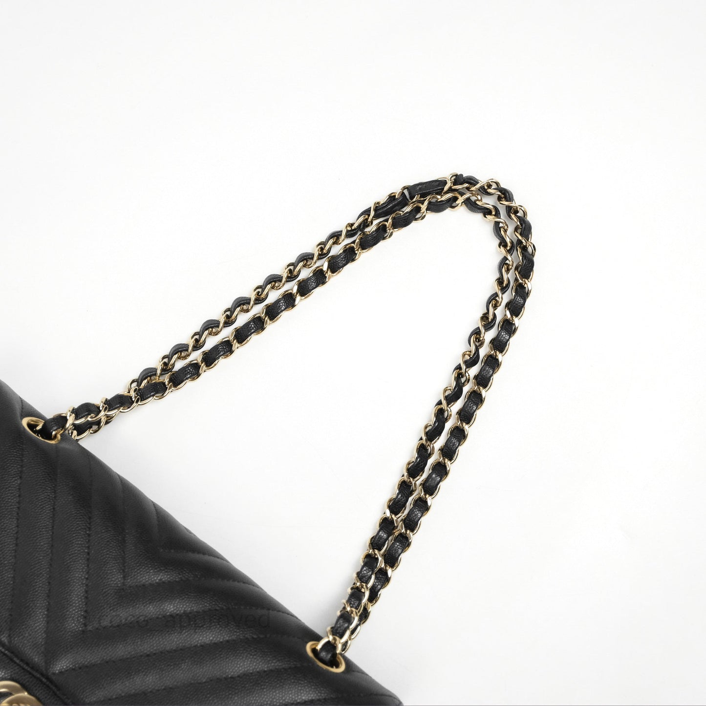 Chanel Classic M/L Medium Flap Chevron Black Caviar Gold Hardware