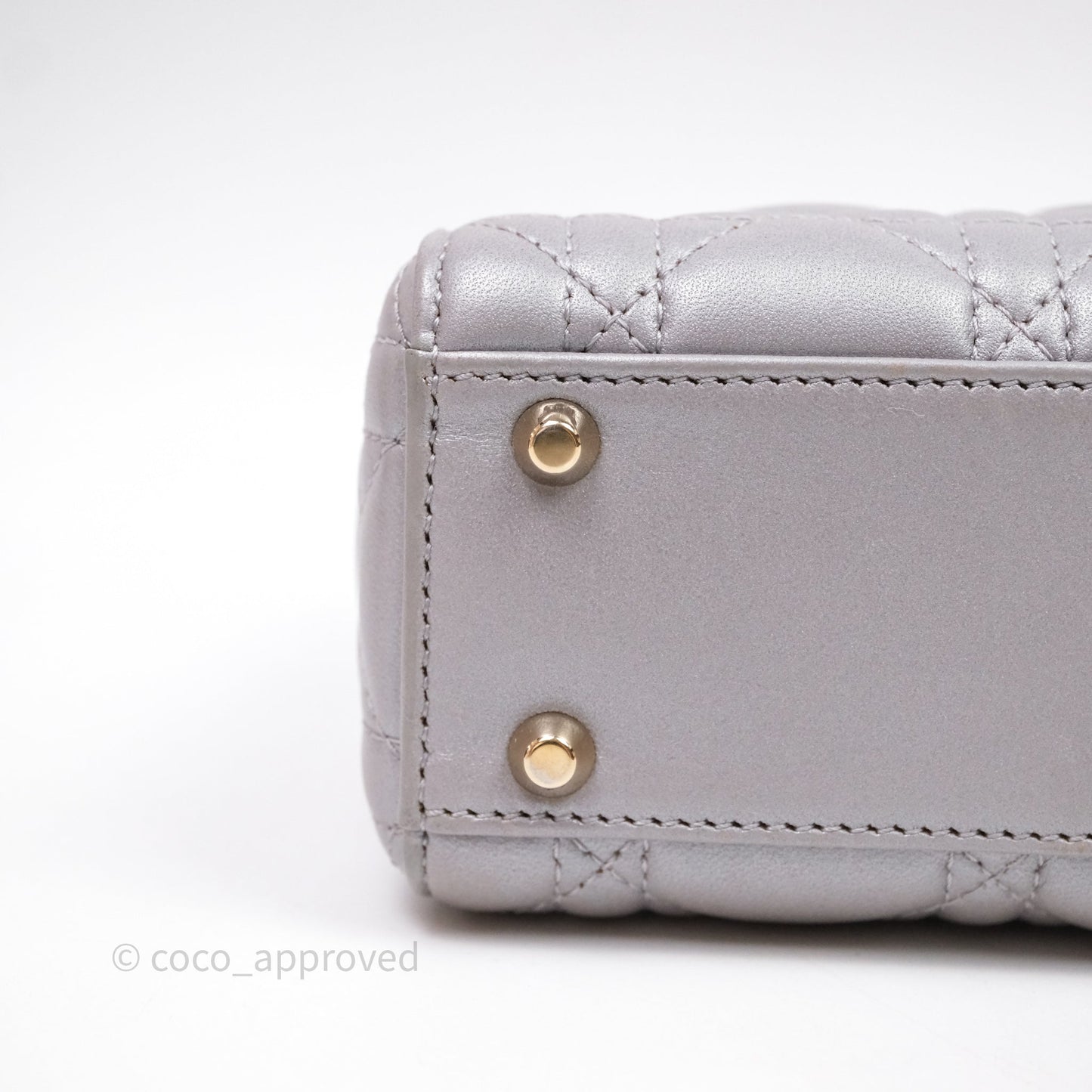 Christian Dior Mini Lady Dior Iridescent Grey Lambskin Cannage Gold Hardware