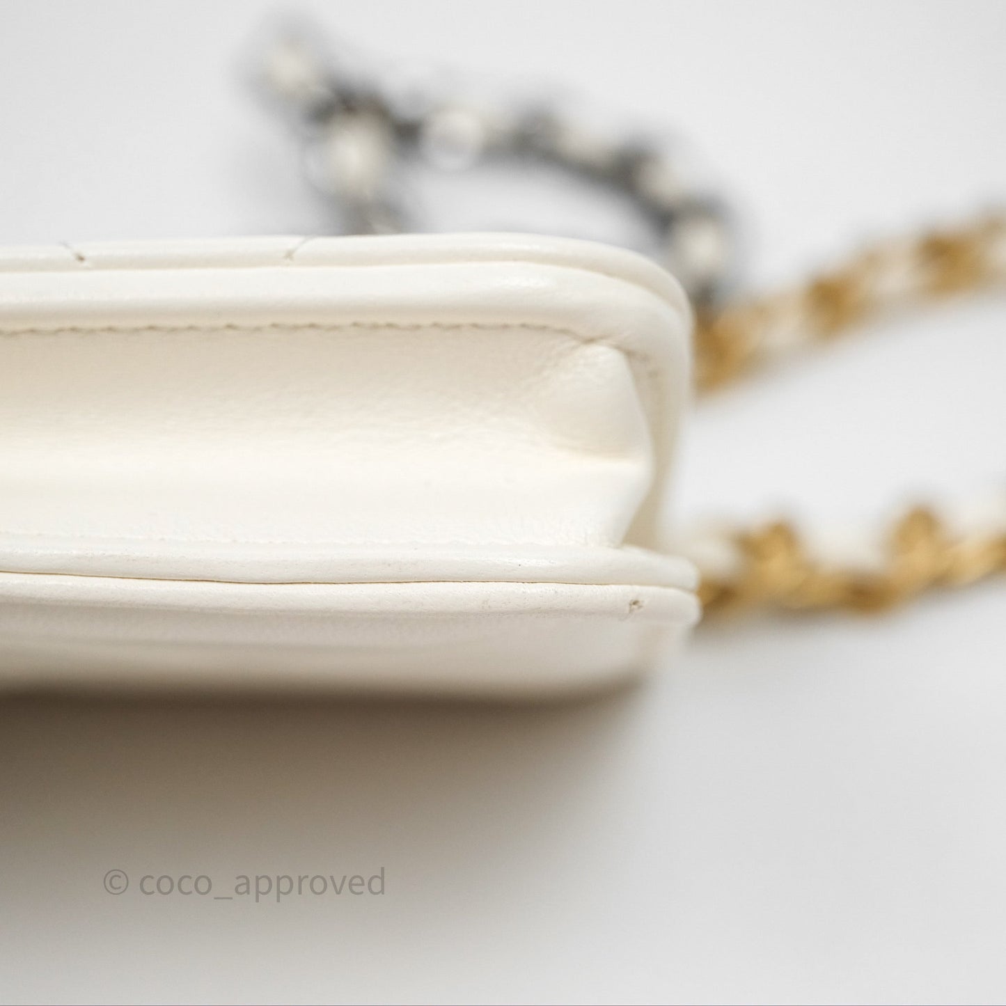 Chanel 19 Clutch With Chain Ivory White Lambskin Mixed Hardware