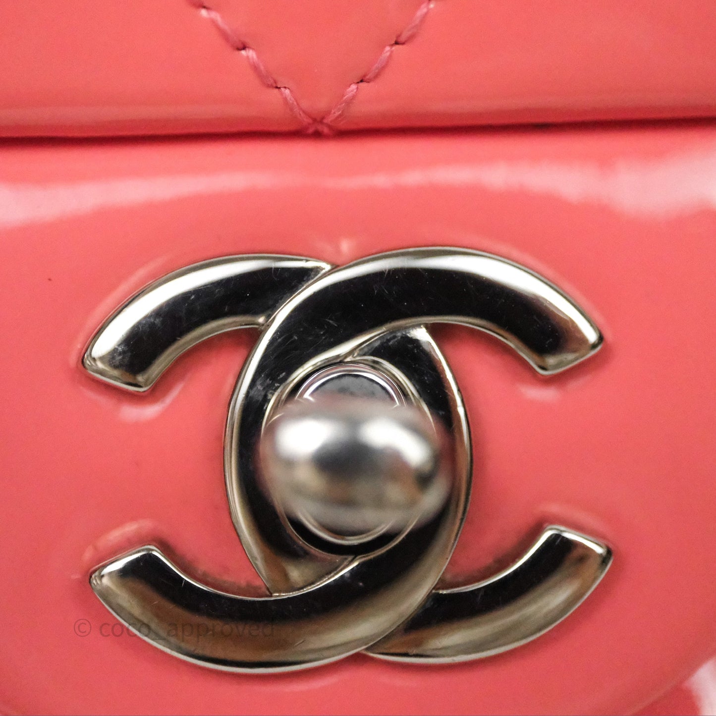 Chanel Quilted Mini Rectangular Pink Patent Silver Hardware