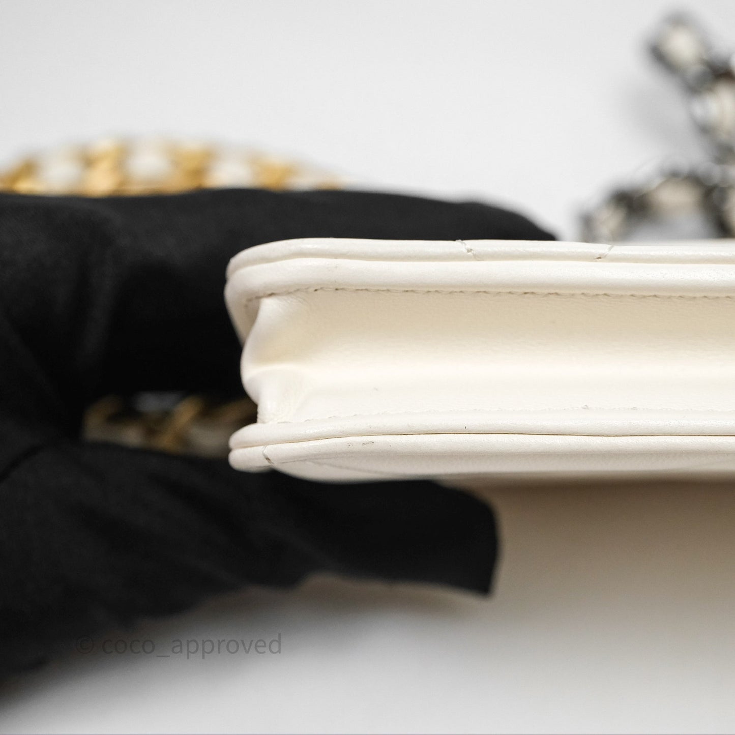 Chanel 19 Clutch With Chain Ivory White Lambskin Mixed Hardware
