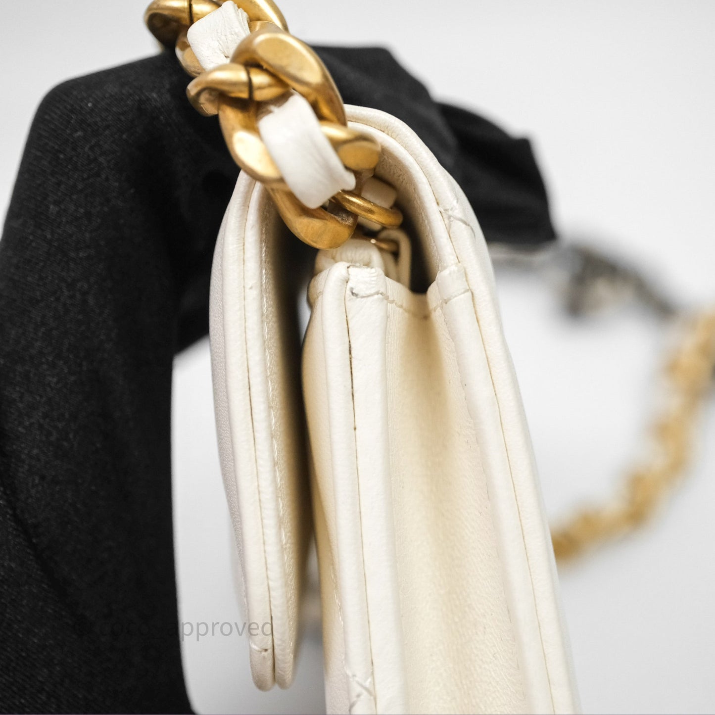 Chanel 19 Clutch With Chain Ivory White Lambskin Mixed Hardware