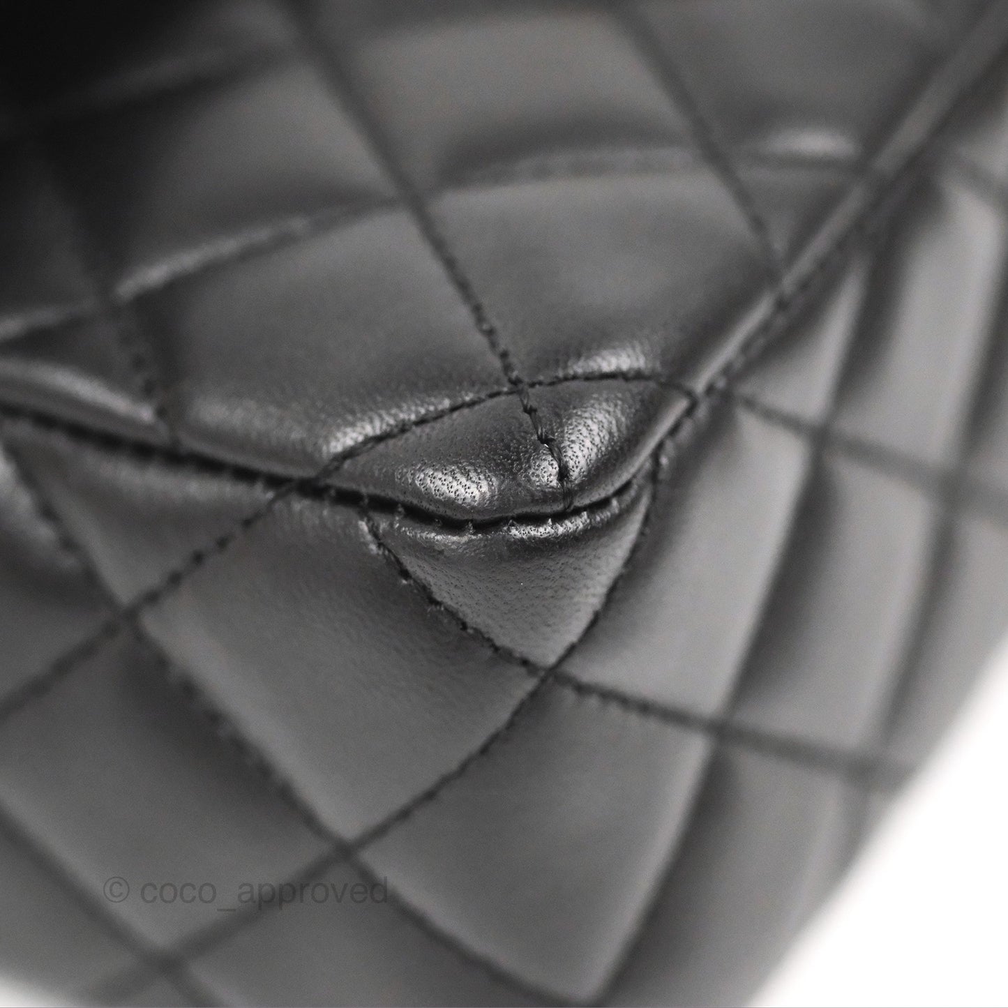 Chanel Flap Bag with Logo Enamel Chain Black Lambskin 22B