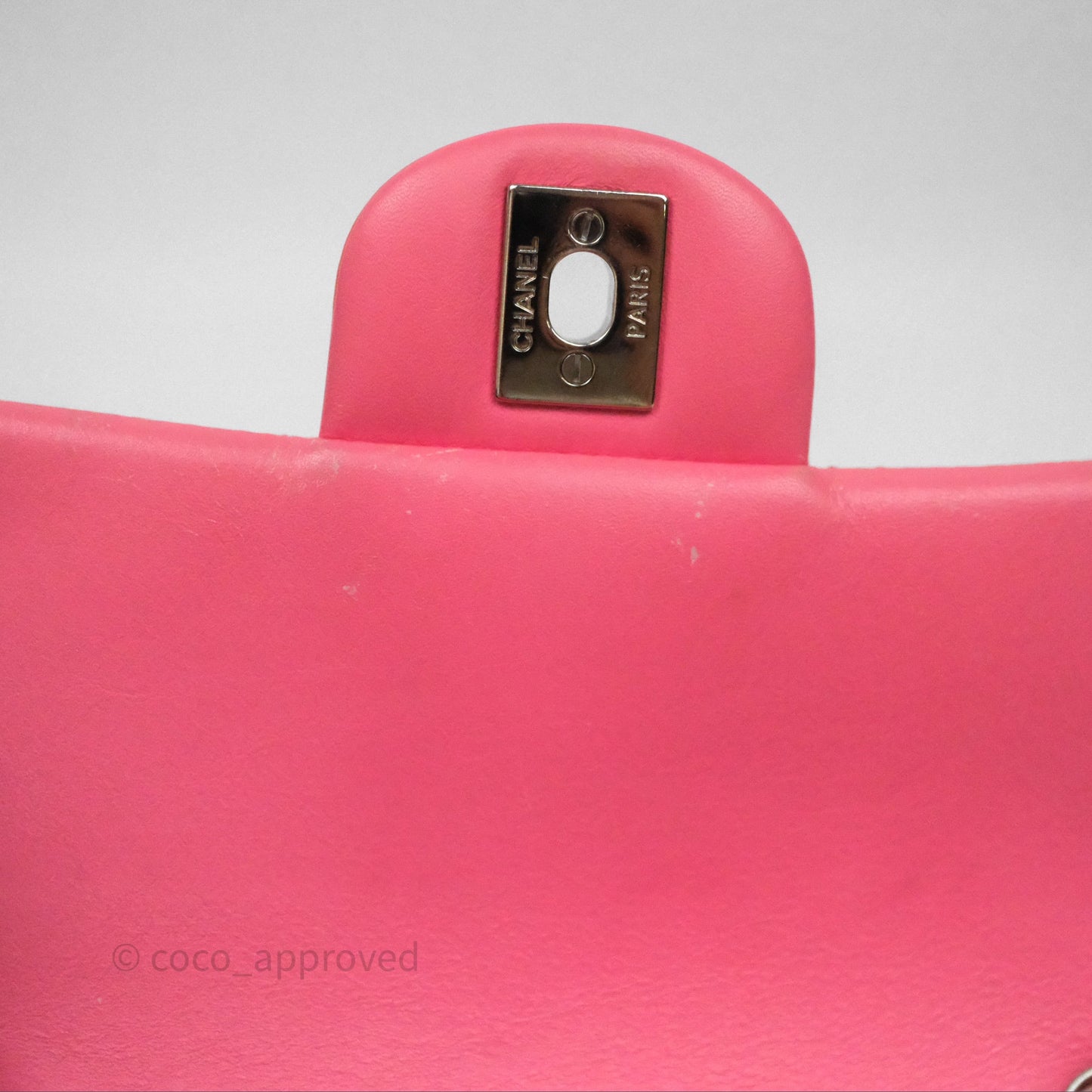 Chanel Quilted Mini Rectangular Pink Patent Silver Hardware