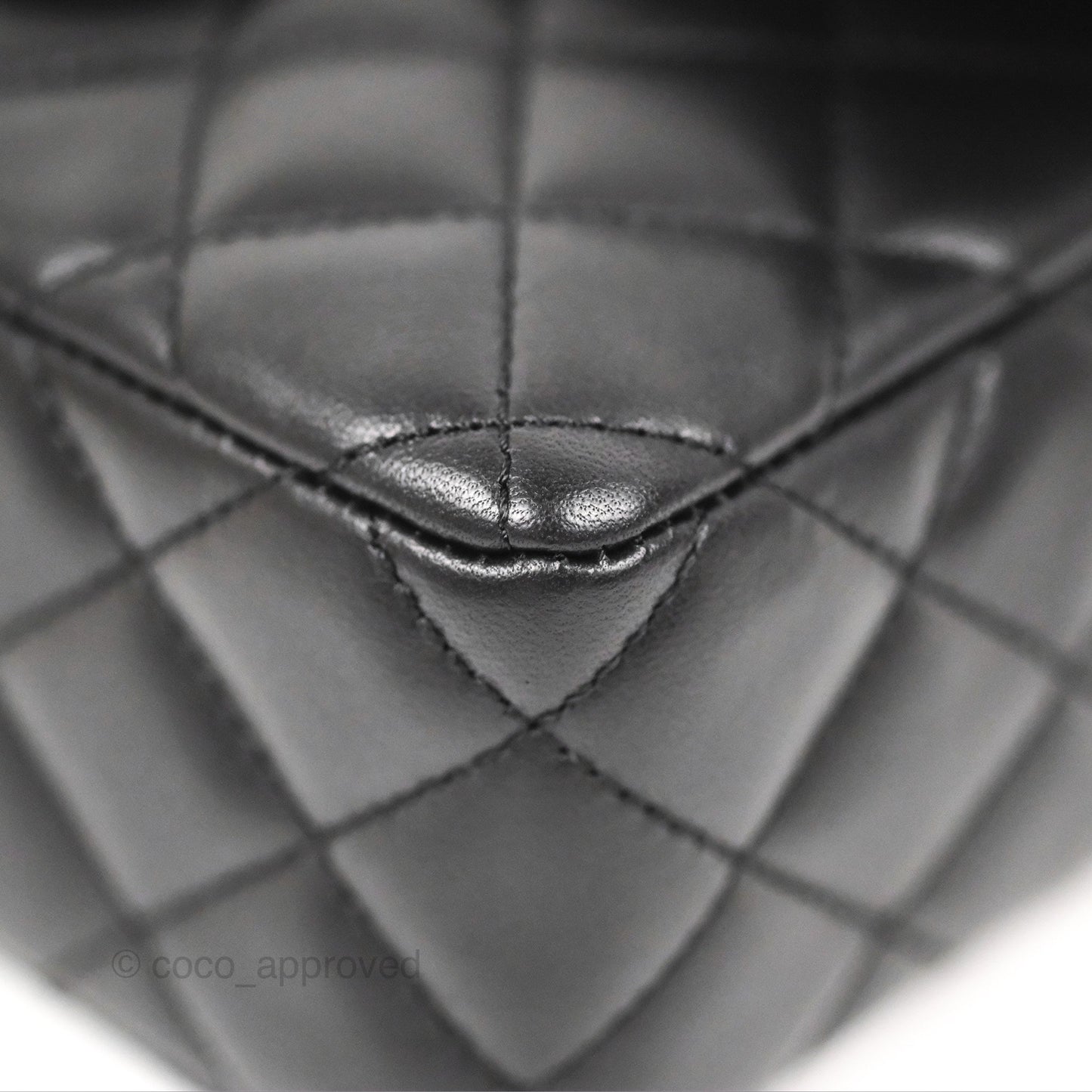 Chanel Flap Bag with Logo Enamel Chain Black Lambskin 22B