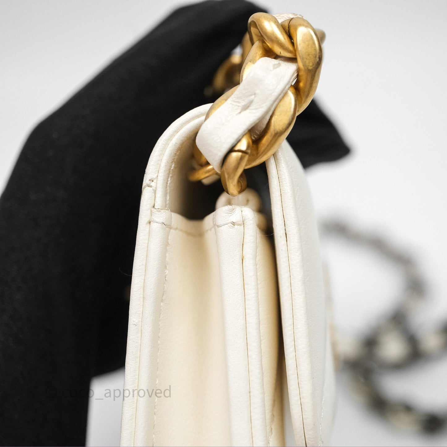 Chanel 19 Clutch With Chain Ivory White Lambskin Mixed Hardware