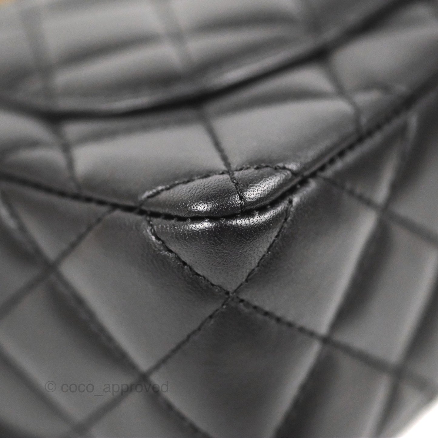 Chanel Flap Bag with Logo Enamel Chain Black Lambskin 22B
