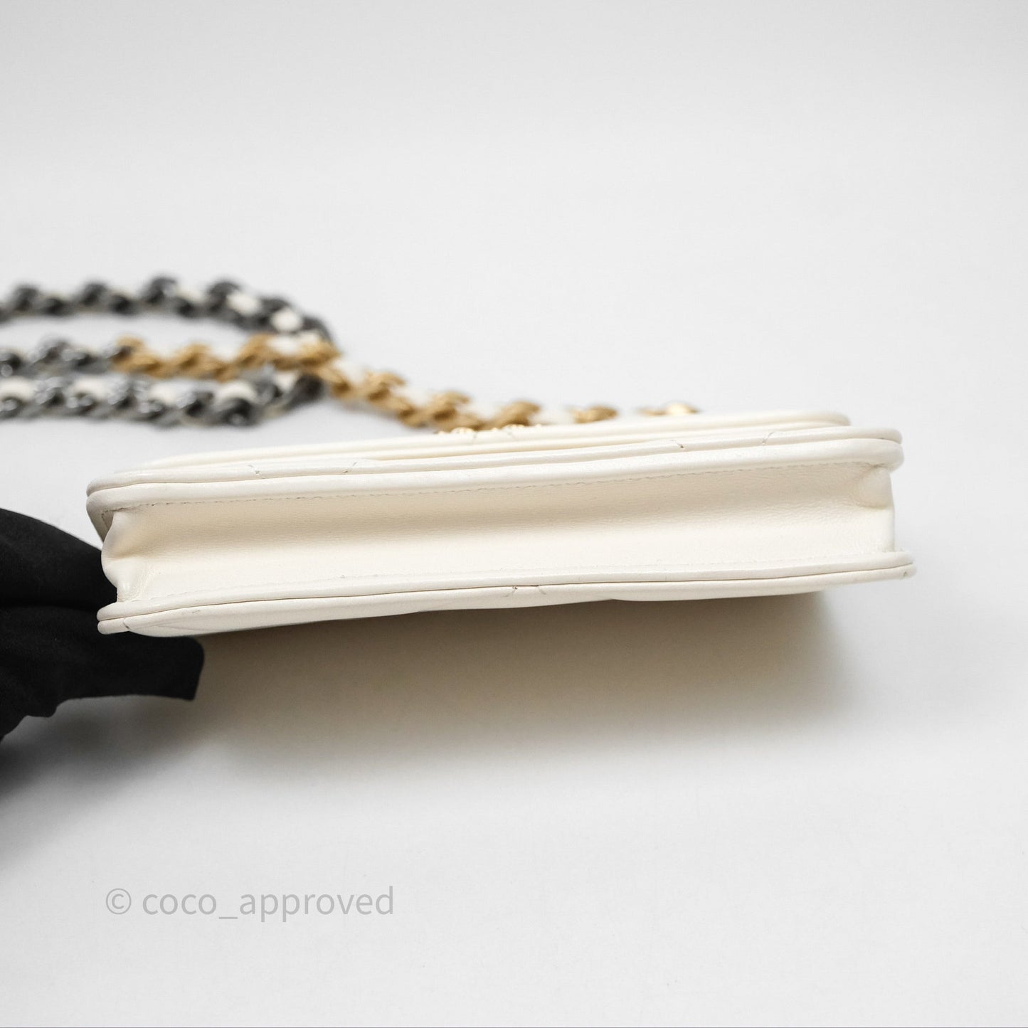 Chanel 19 Clutch With Chain Ivory White Lambskin Mixed Hardware