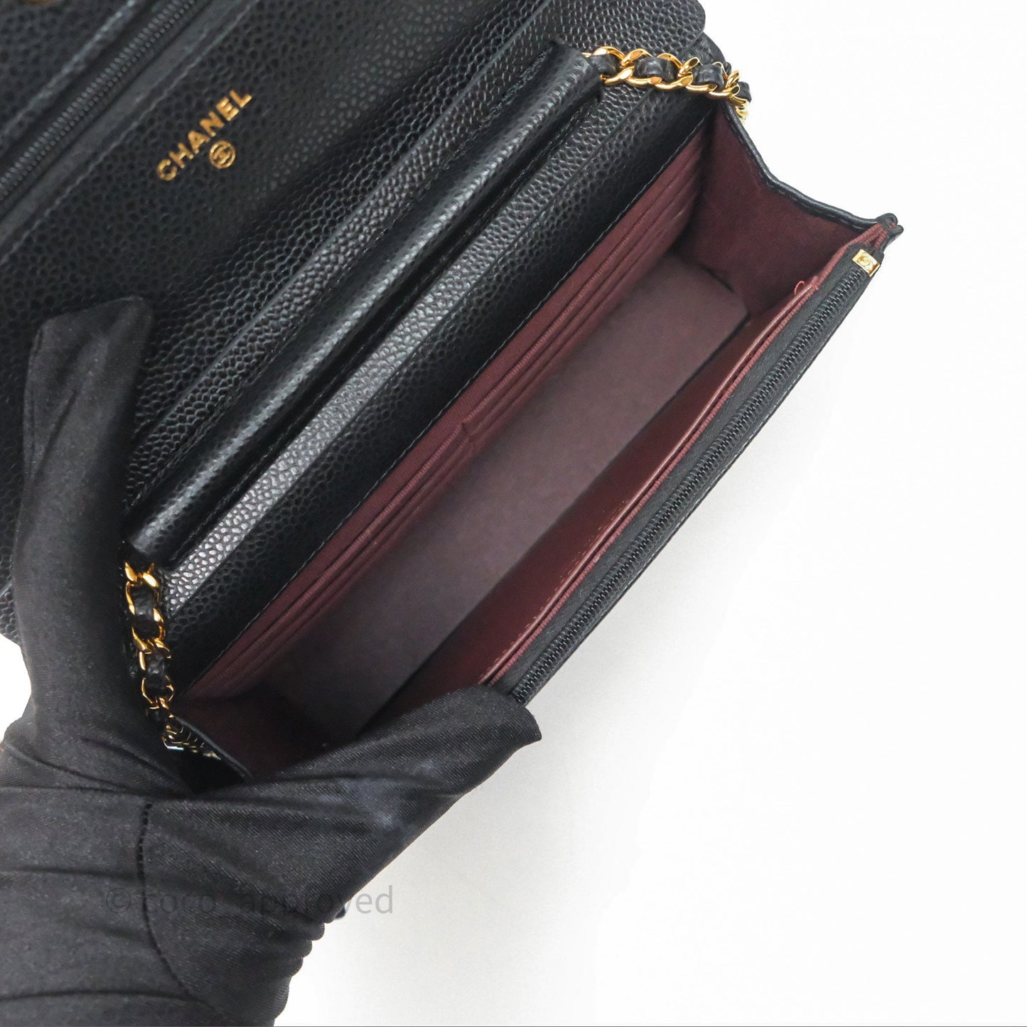 Chanel Quilted WOC Black Caviar Gold Hardware