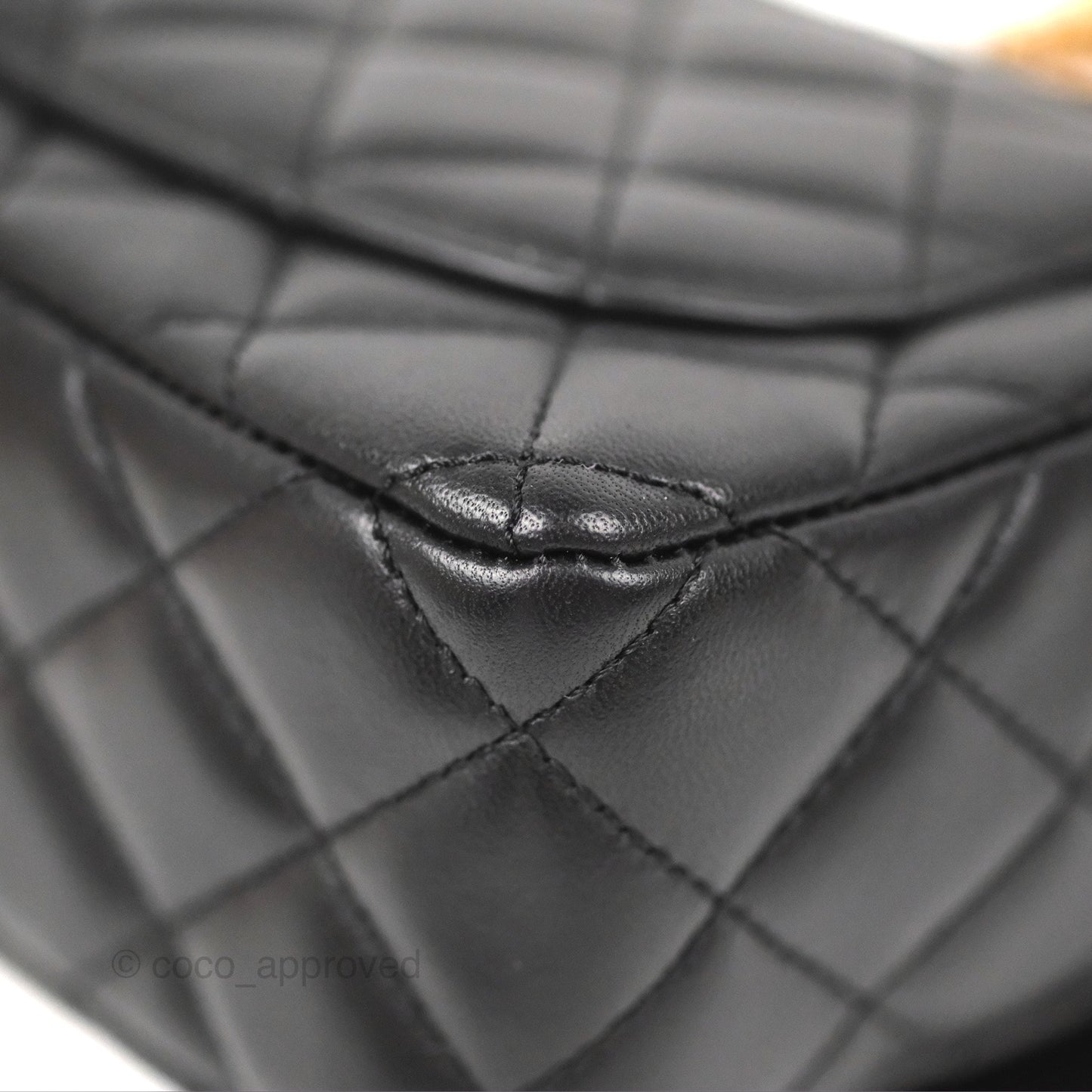 Chanel Flap Bag with Logo Enamel Chain Black Lambskin 22B
