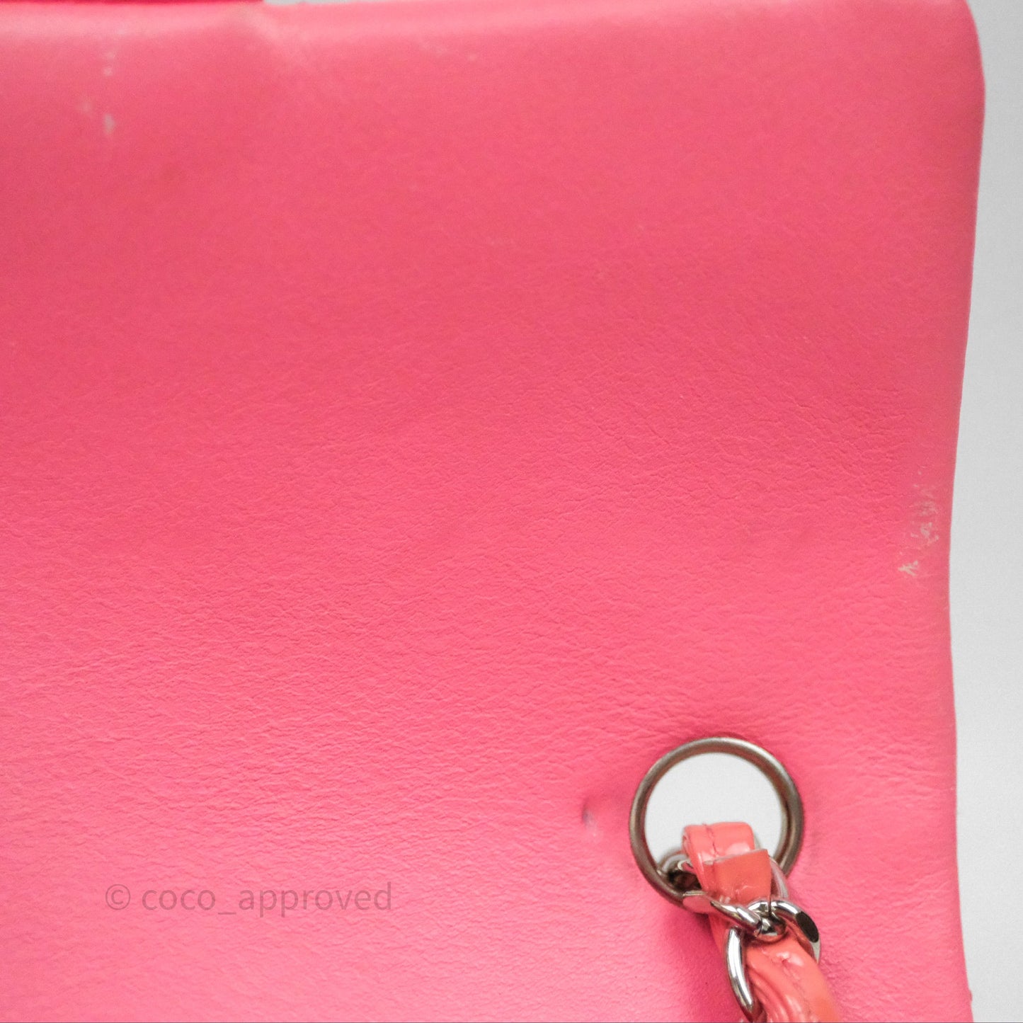 Chanel Quilted Mini Rectangular Pink Patent Silver Hardware