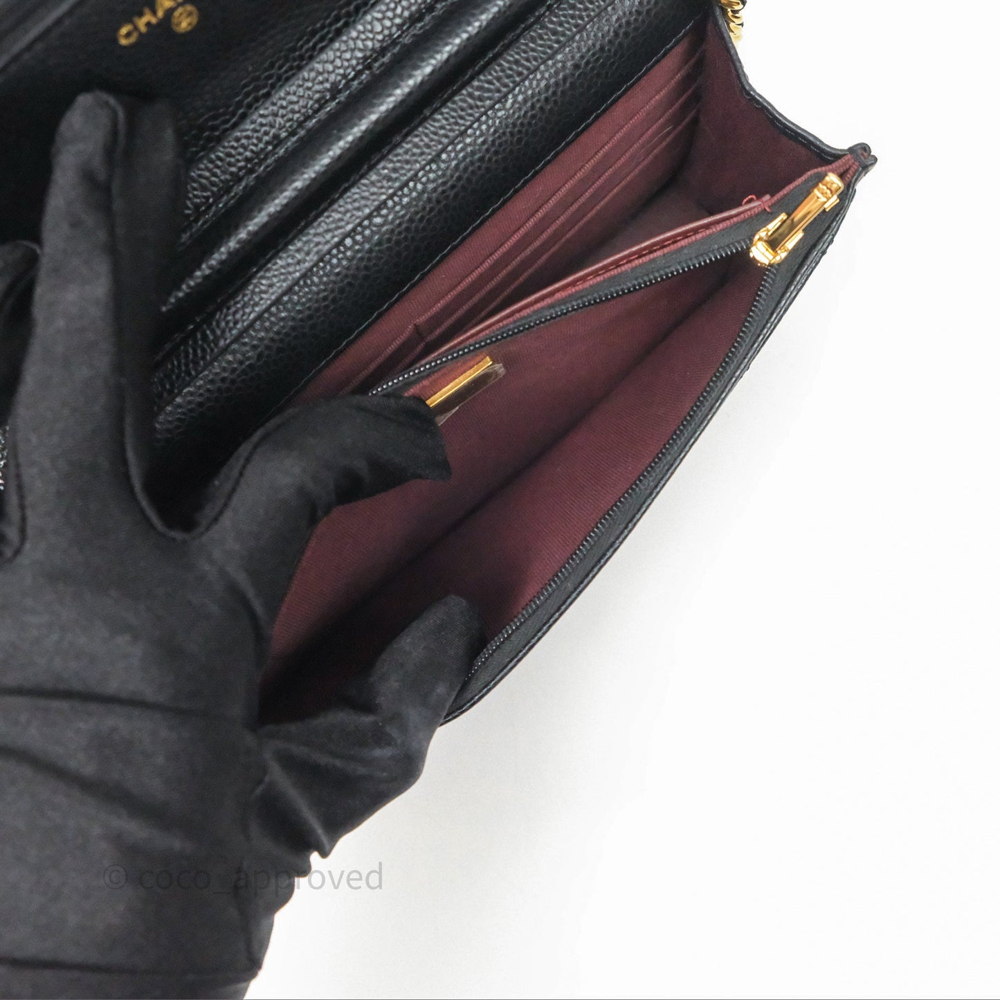 Chanel Quilted WOC Black Caviar Gold Hardware