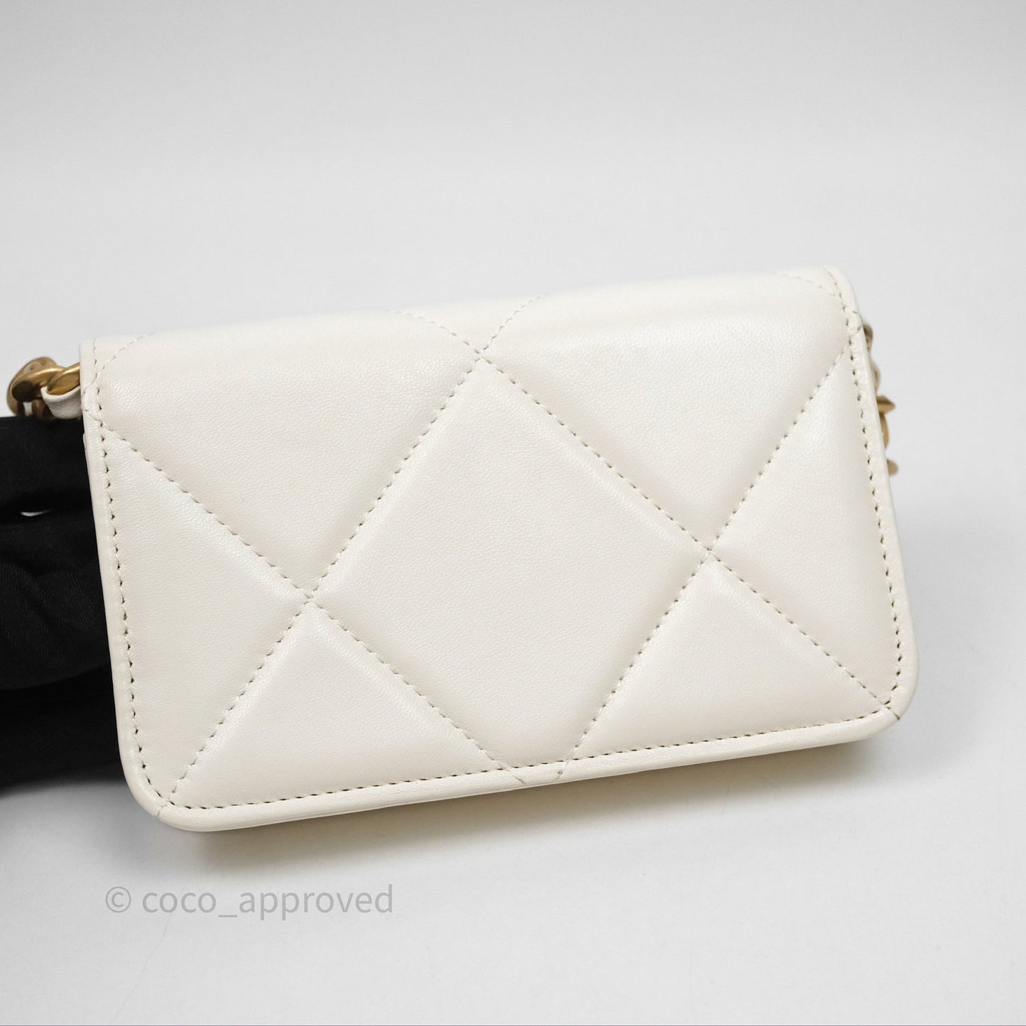Chanel 19 Clutch With Chain Ivory White Lambskin Mixed Hardware