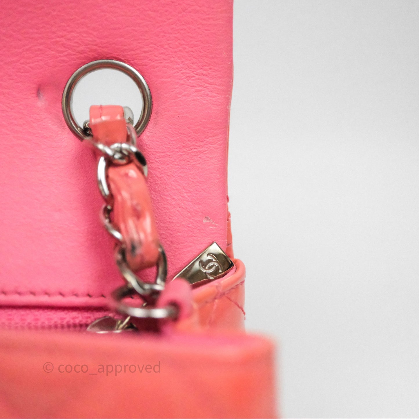 Chanel Quilted Mini Rectangular Pink Patent Silver Hardware
