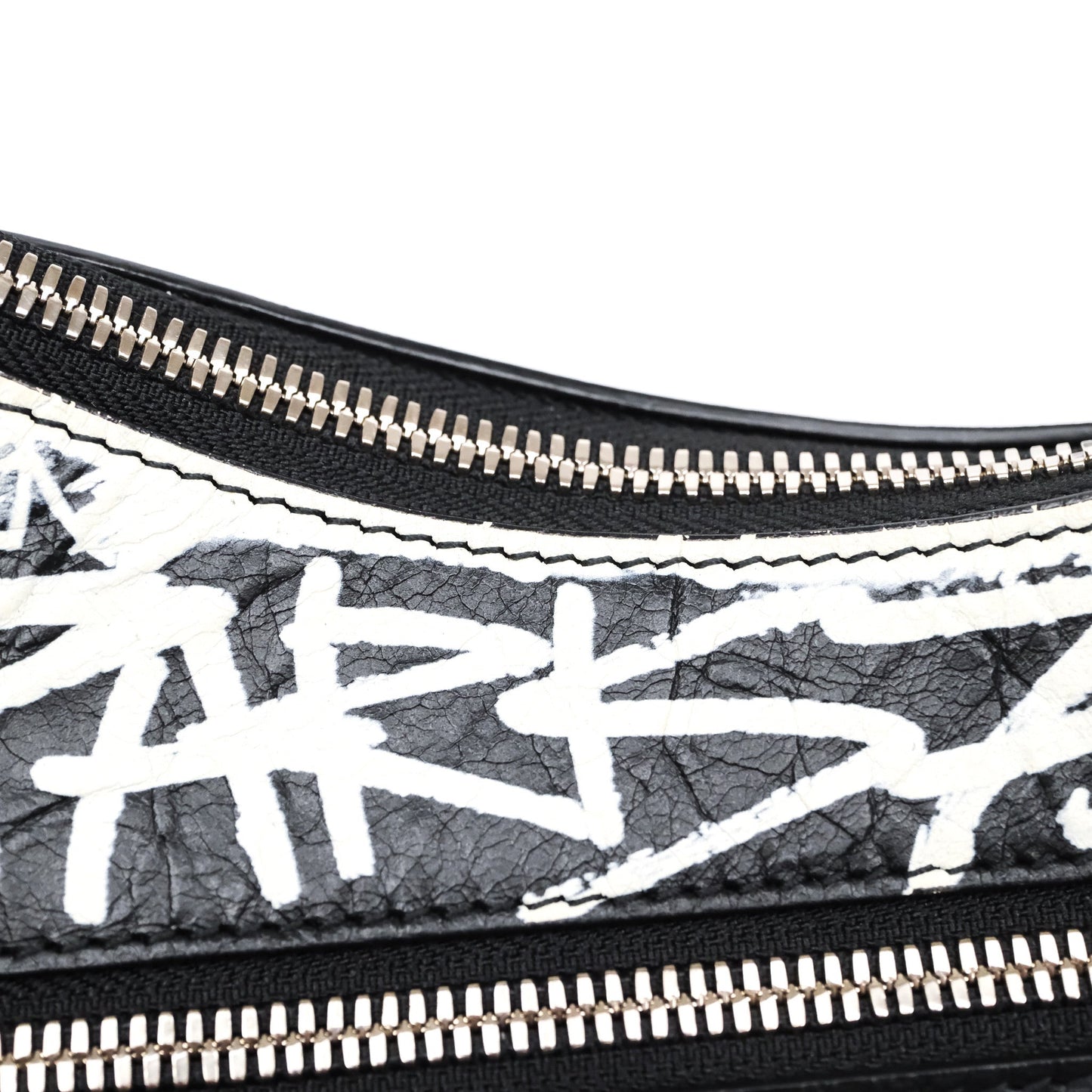 Balenciaga Small Agneau Arena Graffiti Le Cagole Shoulder Bag Black/ White