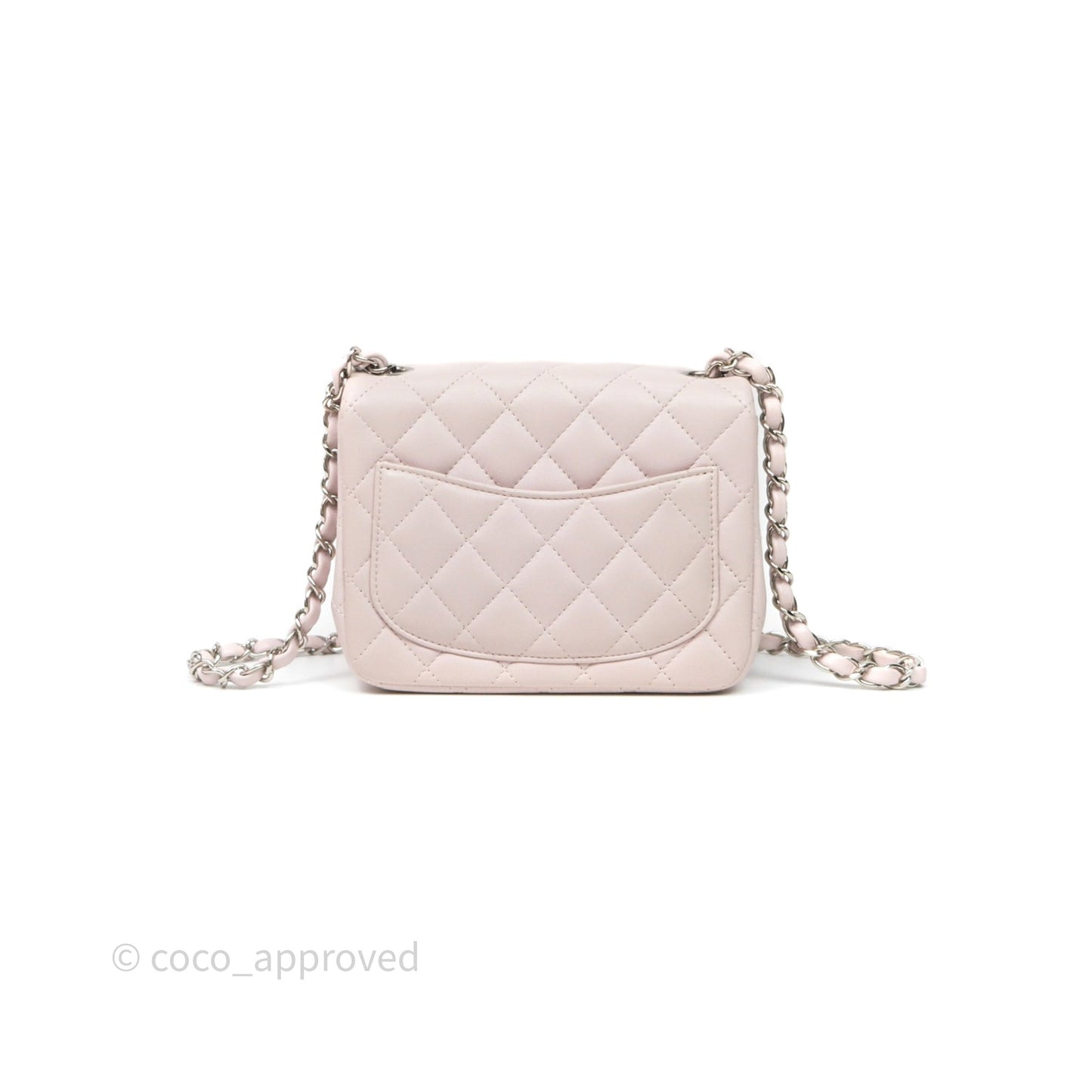 Chanel Mini Square Flap Quilted Lilac Lambskin Silver Hardware