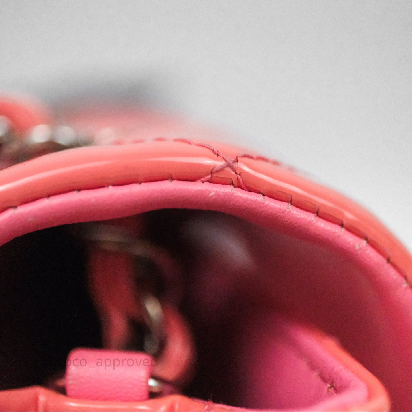 Chanel Quilted Mini Rectangular Pink Patent Silver Hardware