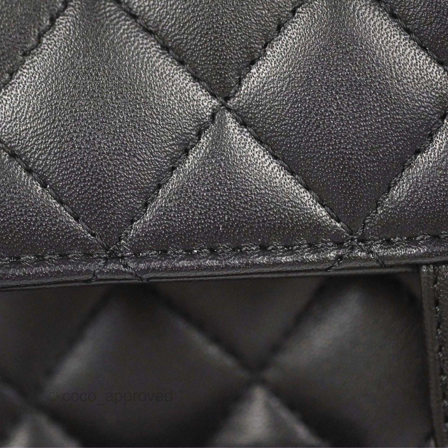 Chanel Flap Bag with Logo Enamel Chain Black Lambskin 22B