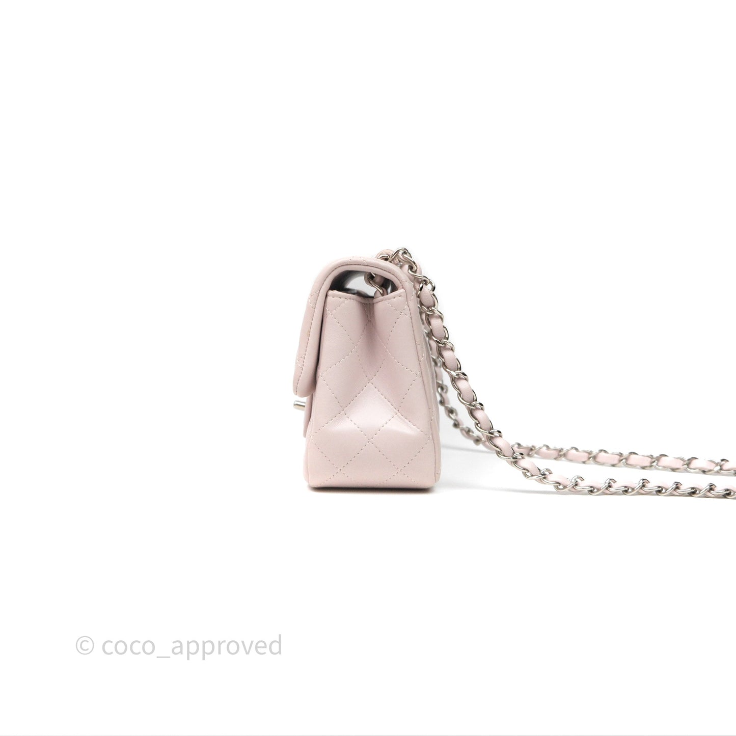 Chanel Mini Square Flap Quilted Lilac Lambskin Silver Hardware