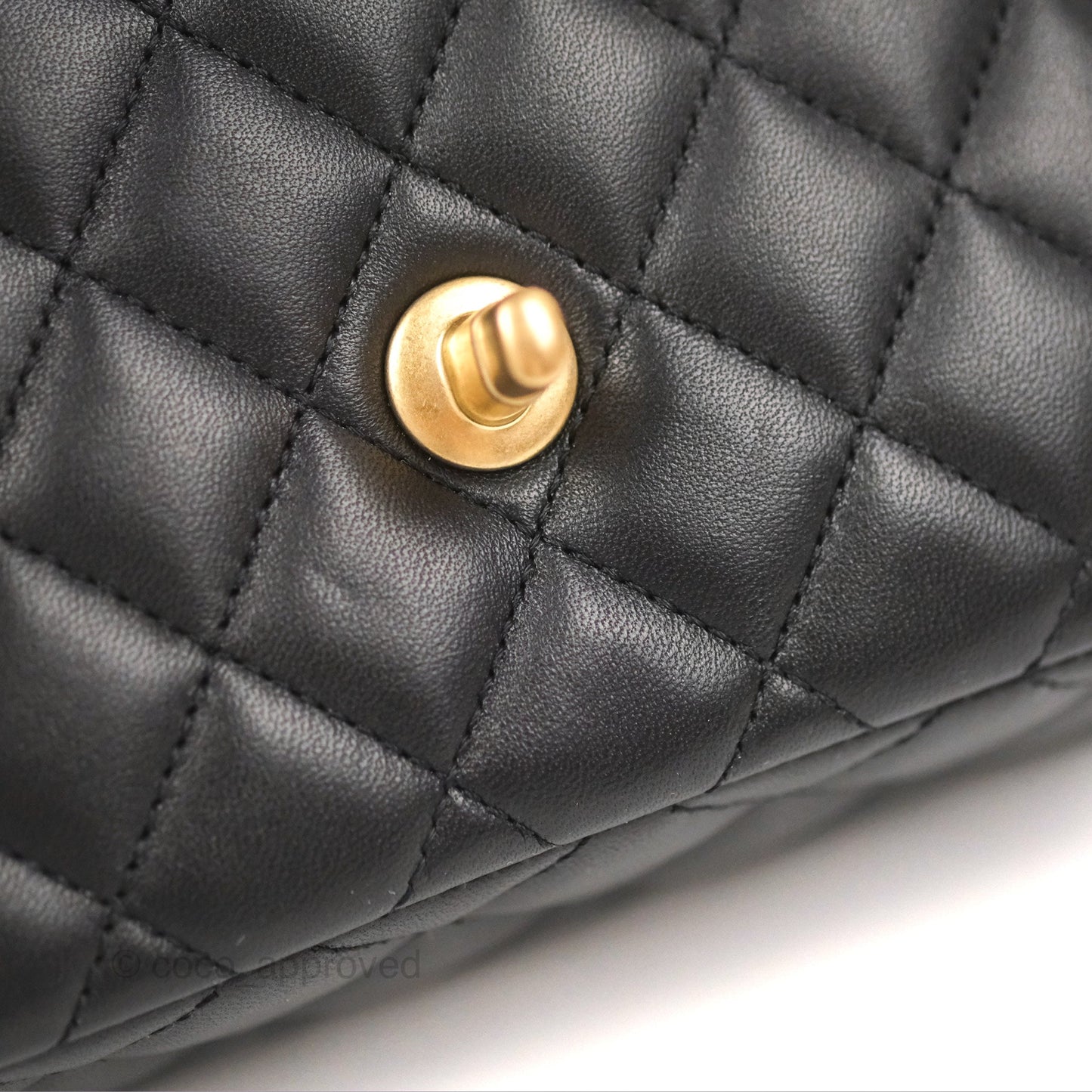 Chanel Flap Bag with Logo Enamel Chain Black Lambskin 22B