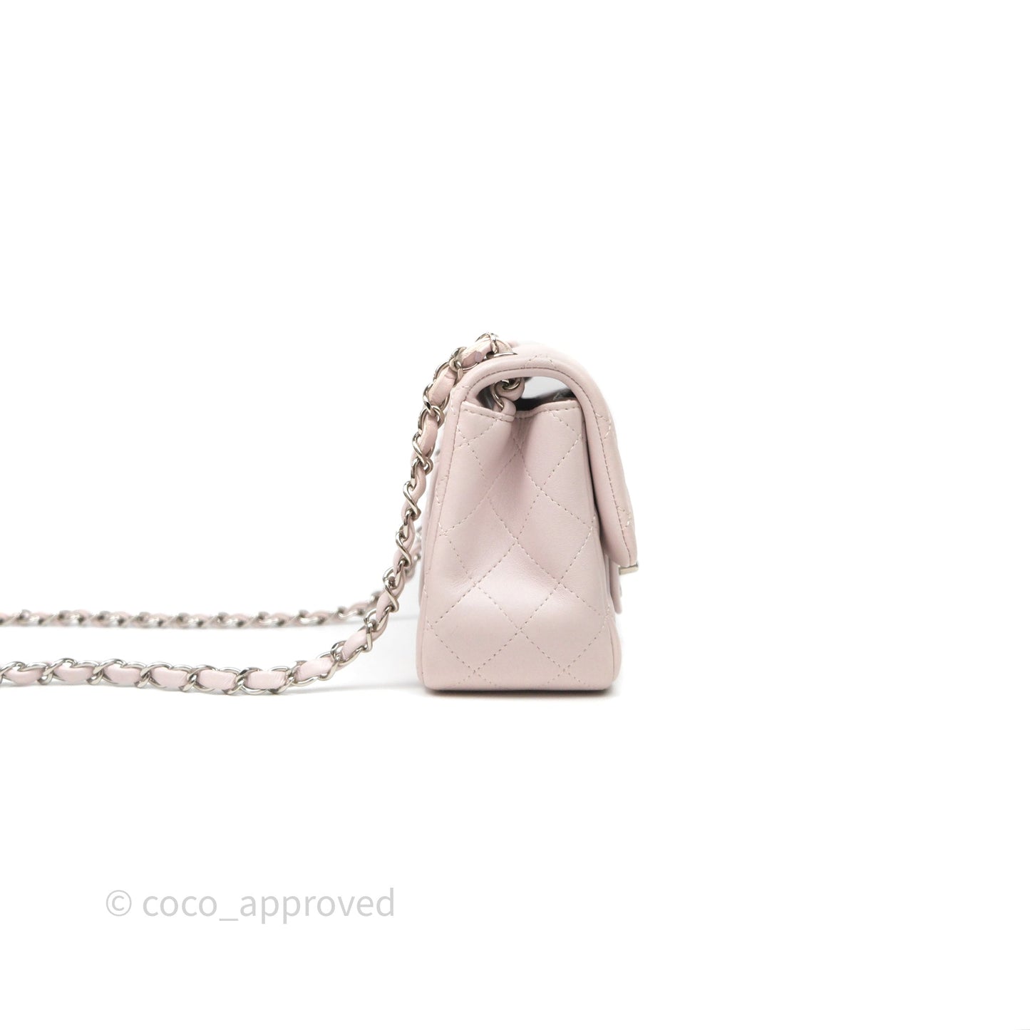 Chanel Mini Square Flap Quilted Lilac Lambskin Silver Hardware