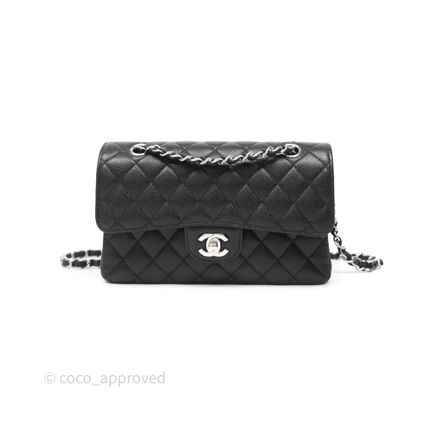 Chanel Small Classic Flap Quilted Black Caviar Silver Hardware