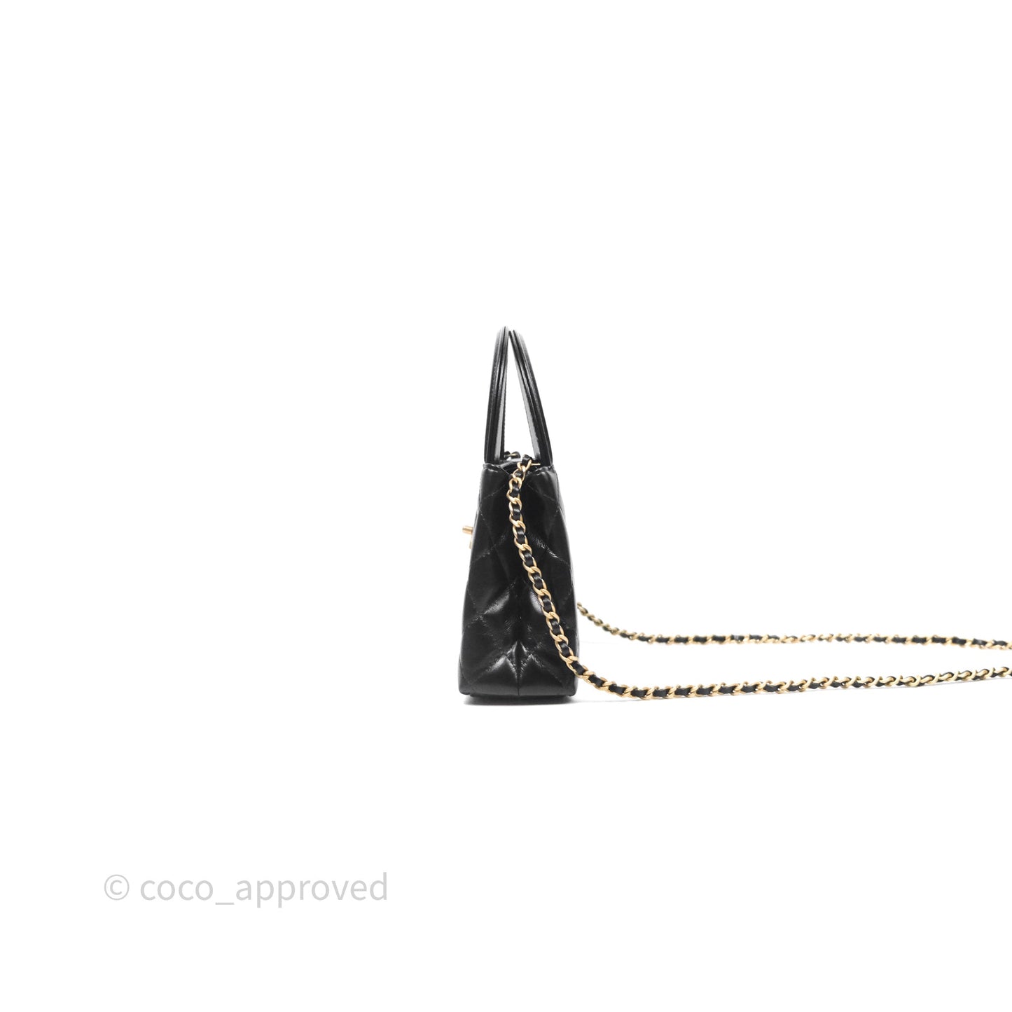 Chanel Kelly Bag Quilted Black Shiny Crumpled Calfskin Aged Gold Hardware