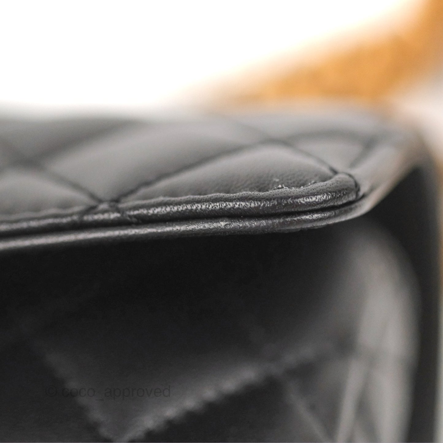 Chanel Flap Bag with Logo Enamel Chain Black Lambskin 22B