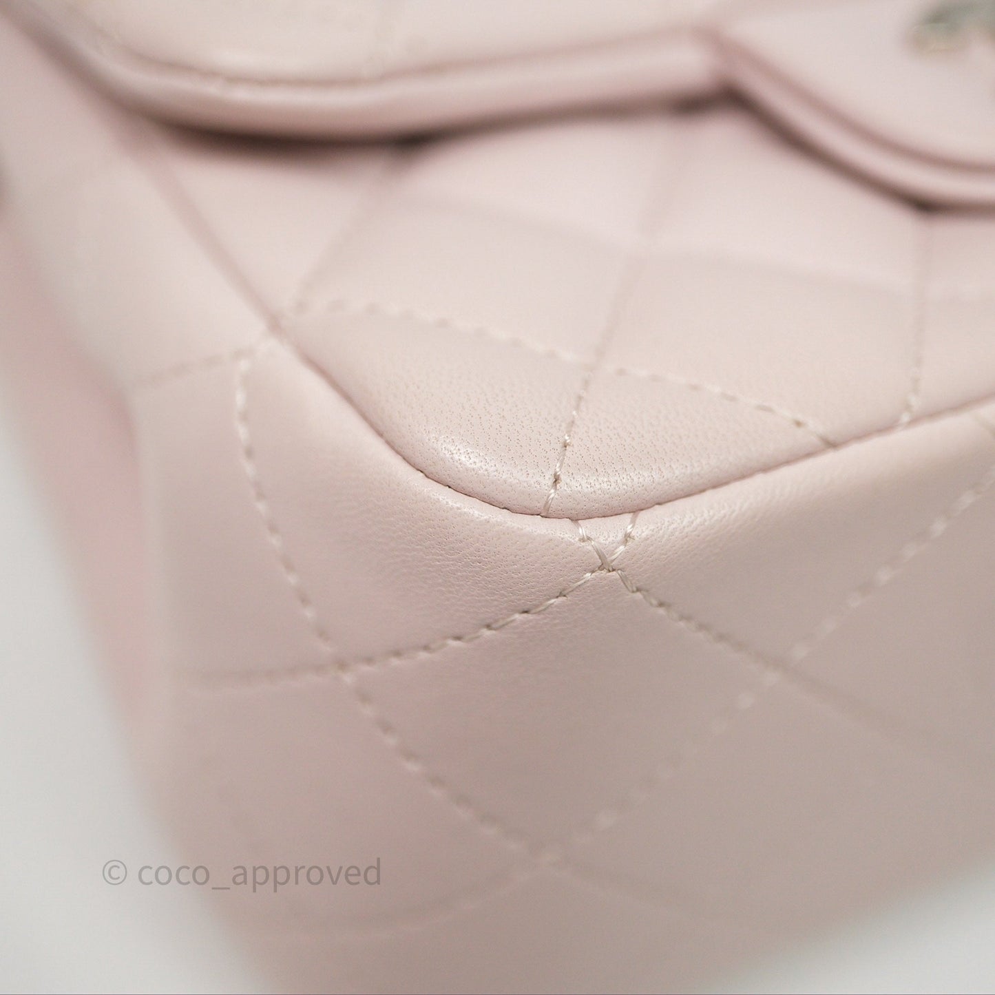Chanel Mini Square Flap Quilted Lilac Lambskin Silver Hardware
