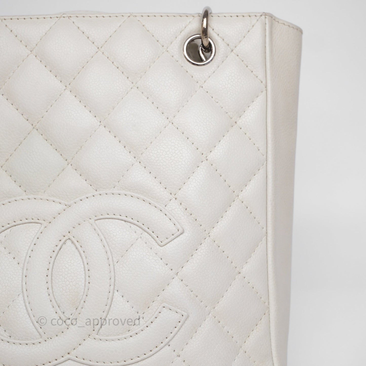 Chanel Vertical GST White Caviar Silver Hardware