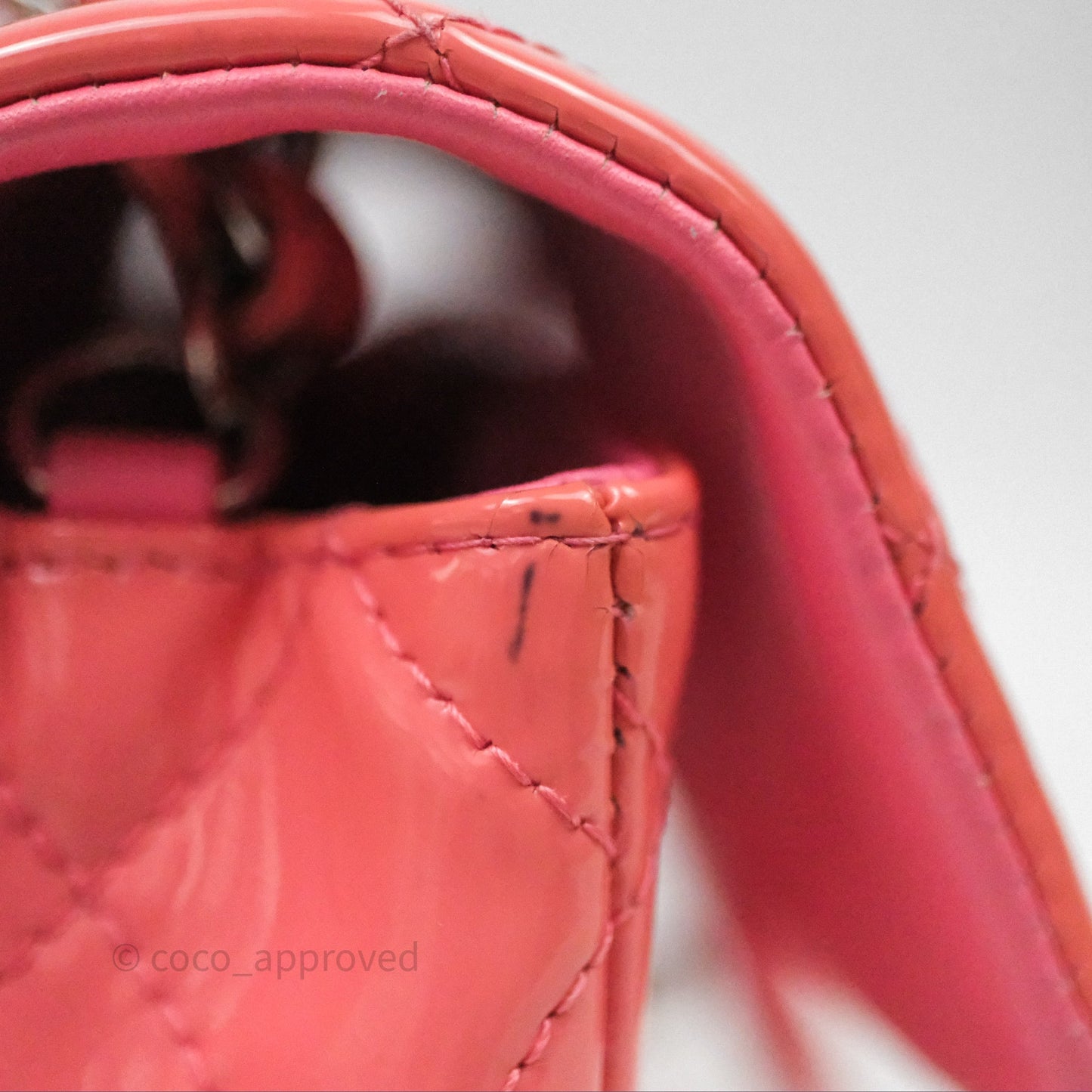 Chanel Quilted Mini Rectangular Pink Patent Silver Hardware