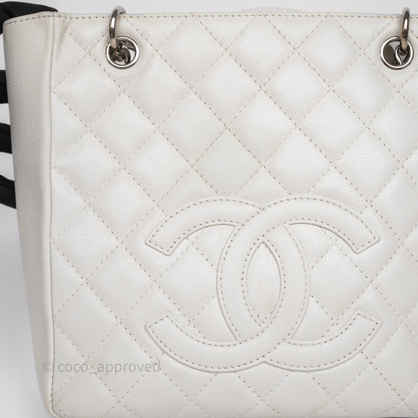 Chanel Vertical GST White Caviar Silver Hardware