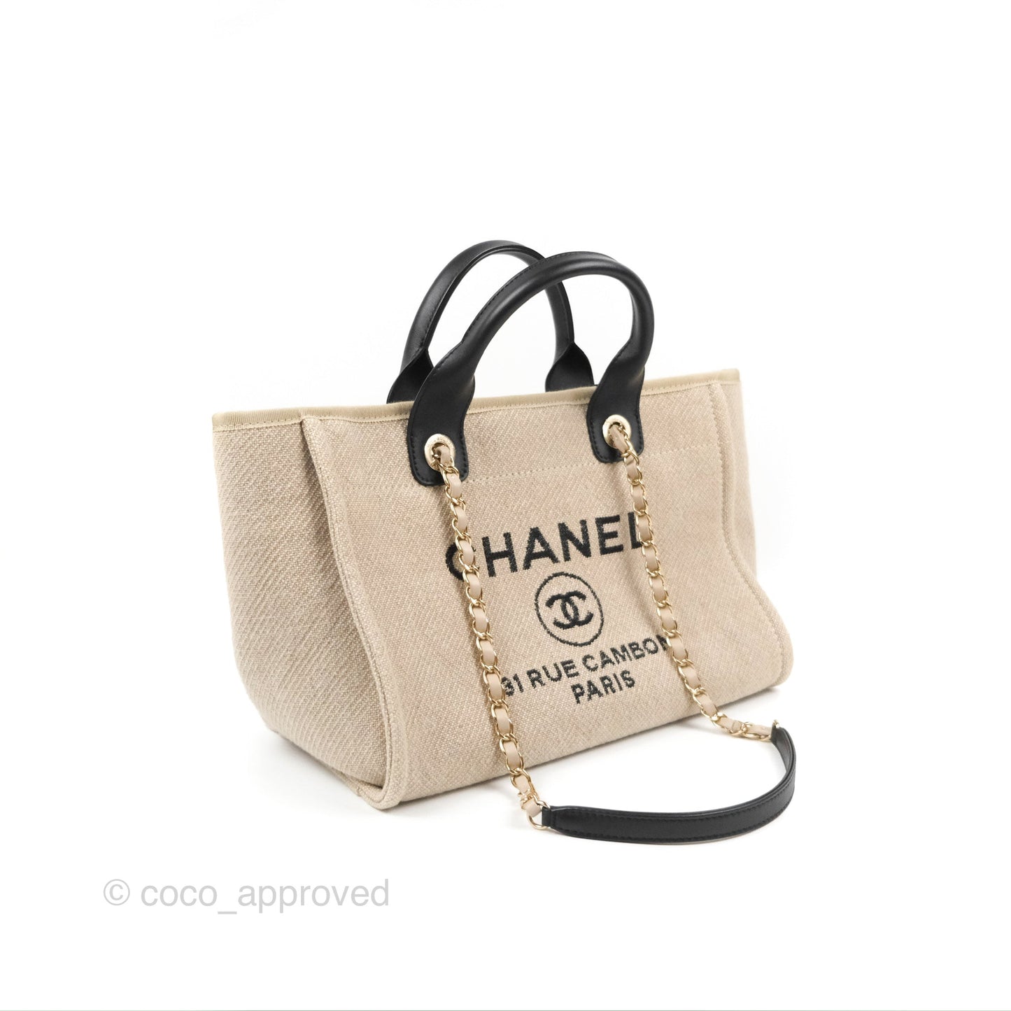 Chanel New Small Deauville Black/Taupe Canvas