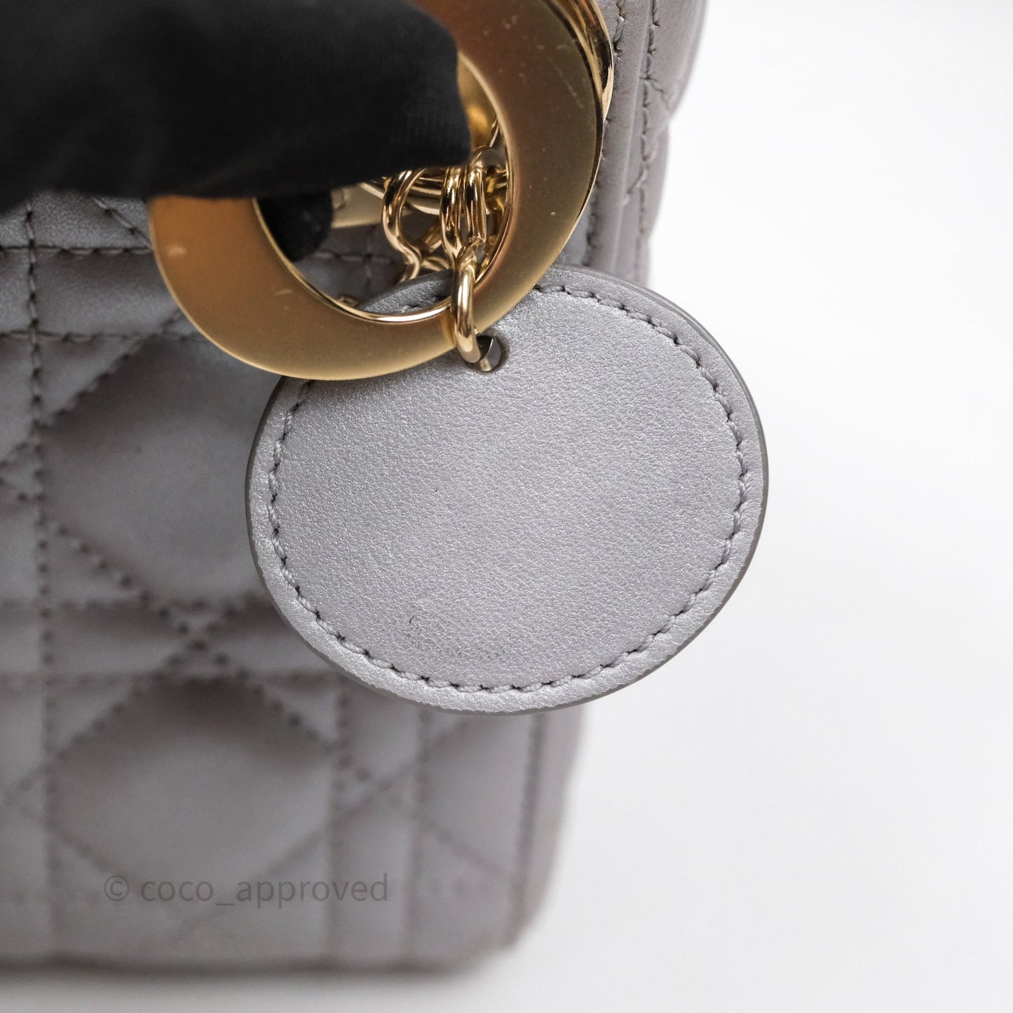 Christian Dior Mini Lady Dior Iridescent Grey Lambskin Cannage Gold Hardware