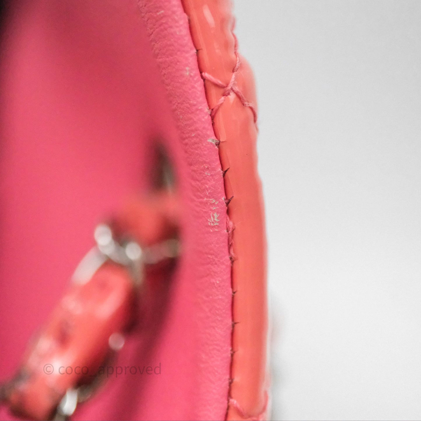 Chanel Quilted Mini Rectangular Pink Patent Silver Hardware