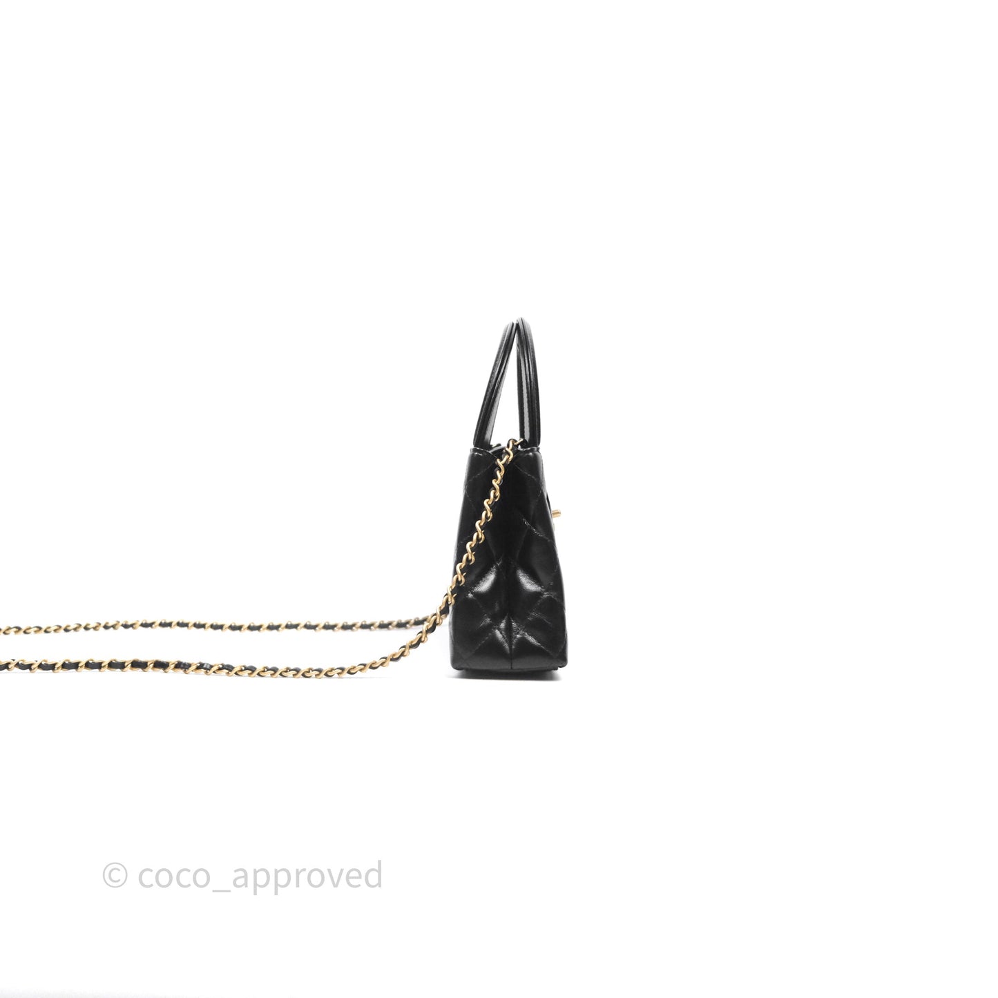 Chanel Kelly Bag Quilted Black Shiny Crumpled Calfskin Aged Gold Hardware