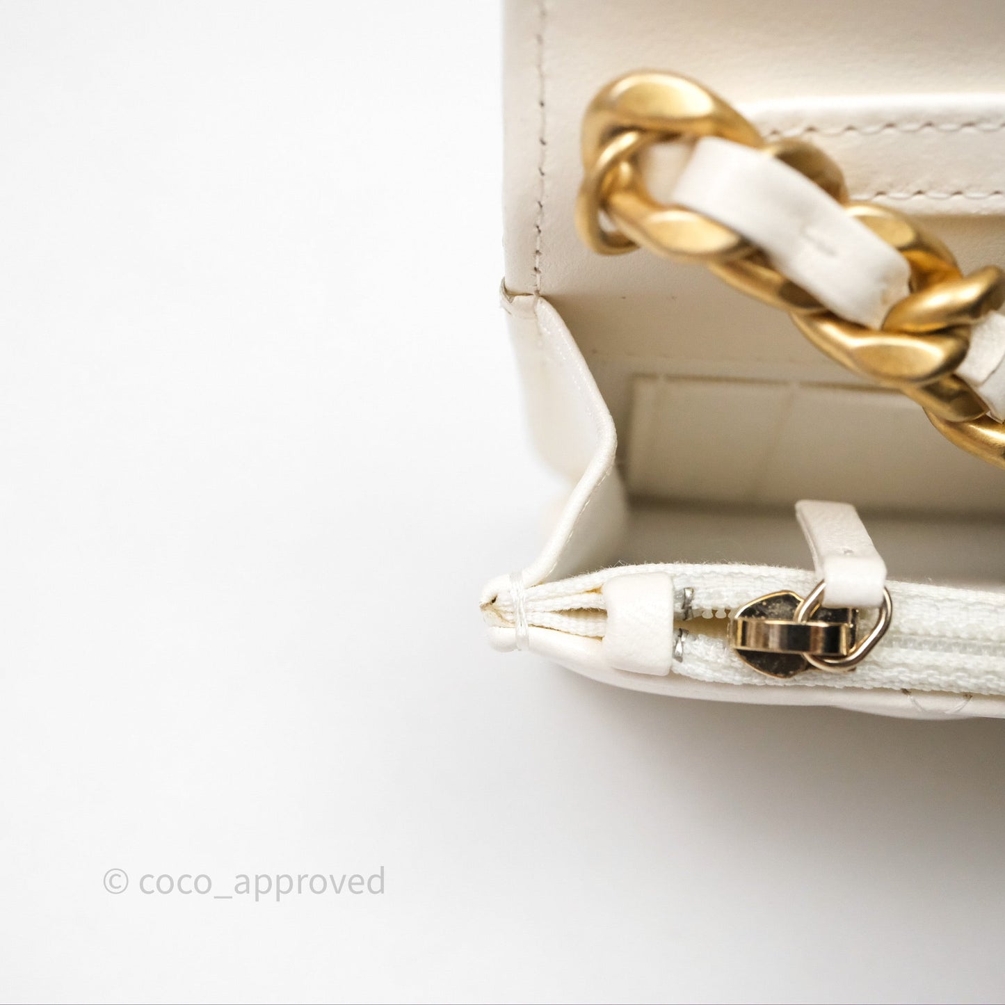 Chanel 19 Clutch With Chain Ivory White Lambskin Mixed Hardware
