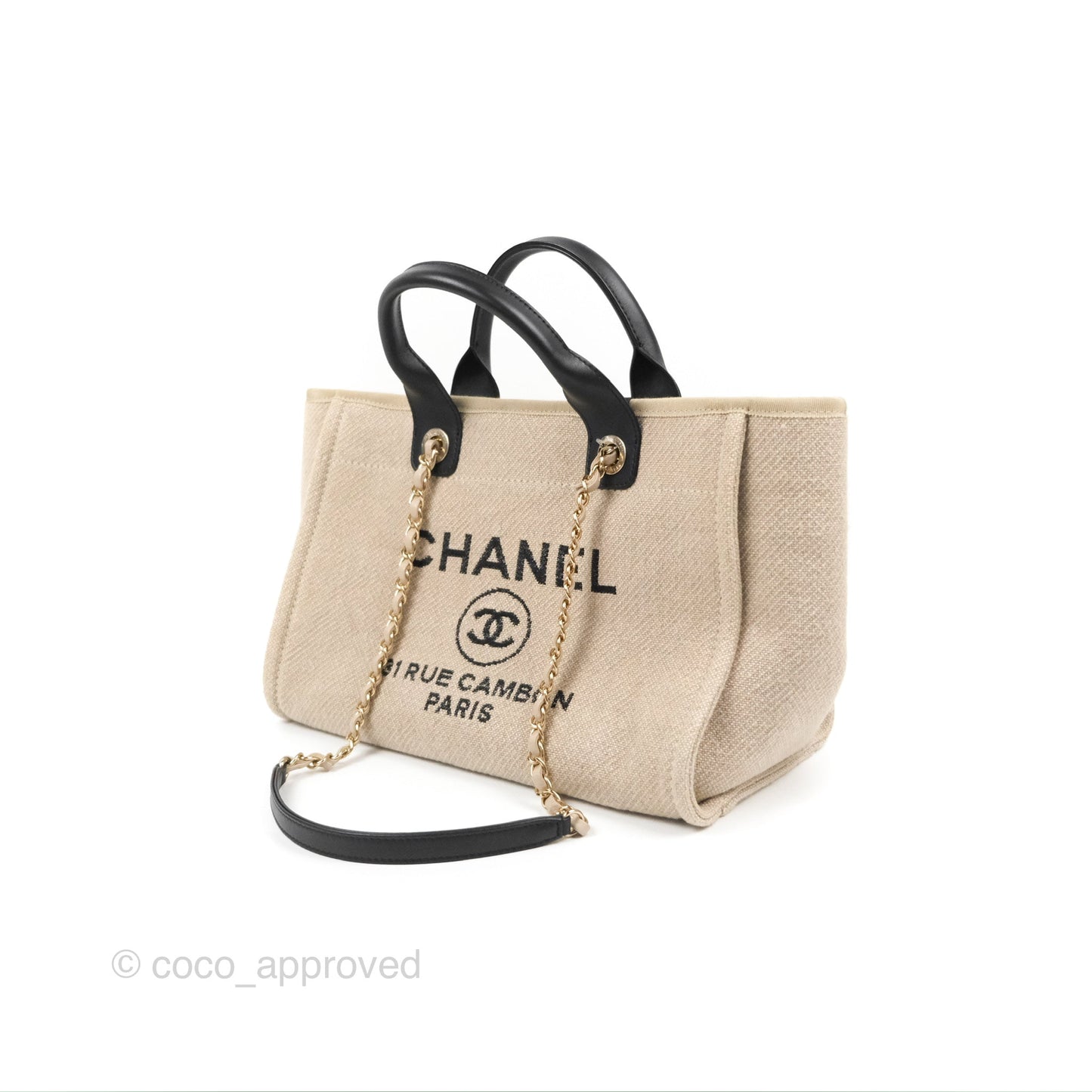 Chanel New Small Deauville Black/Taupe Canvas