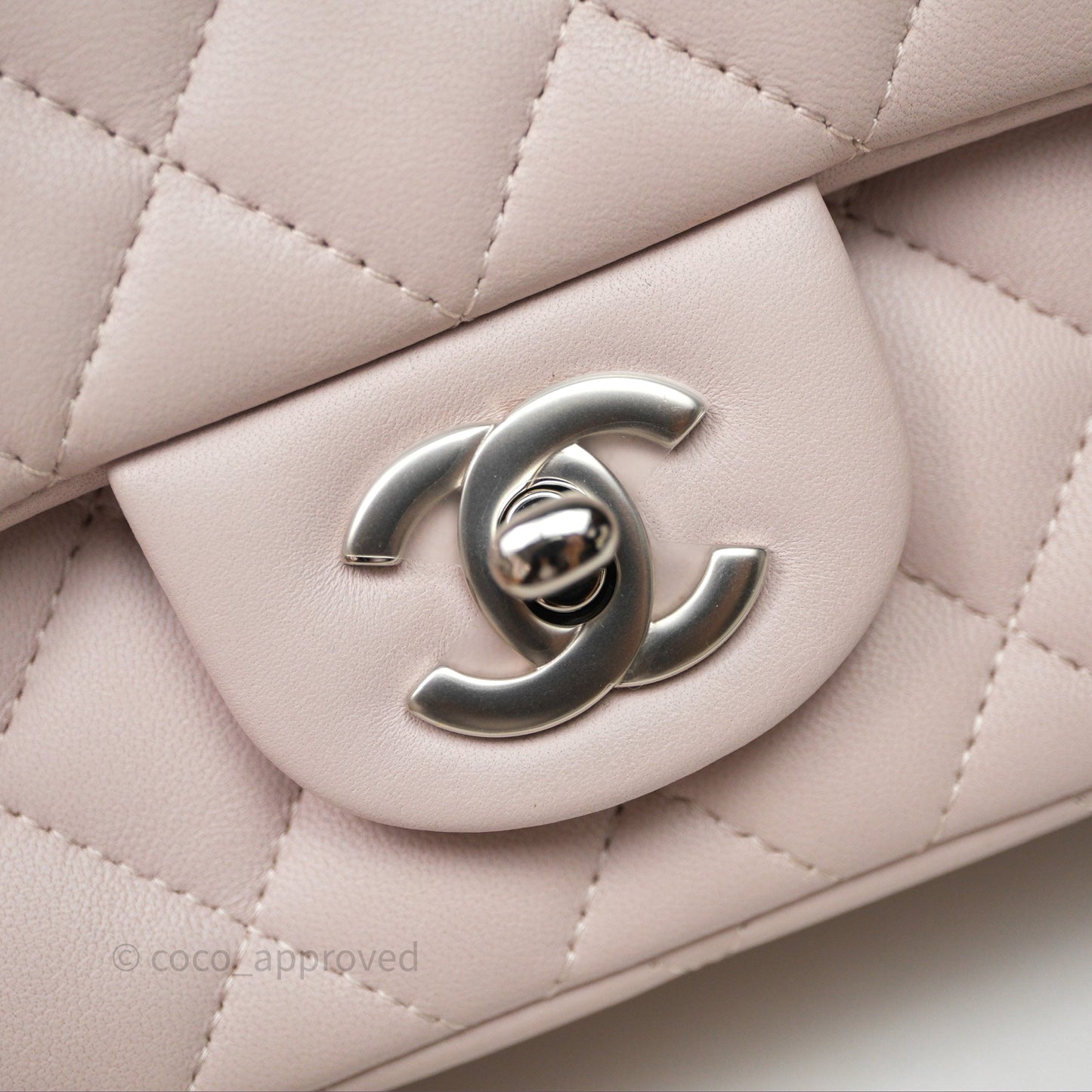 Chanel Mini Square Flap Quilted Lilac Lambskin Silver Hardware