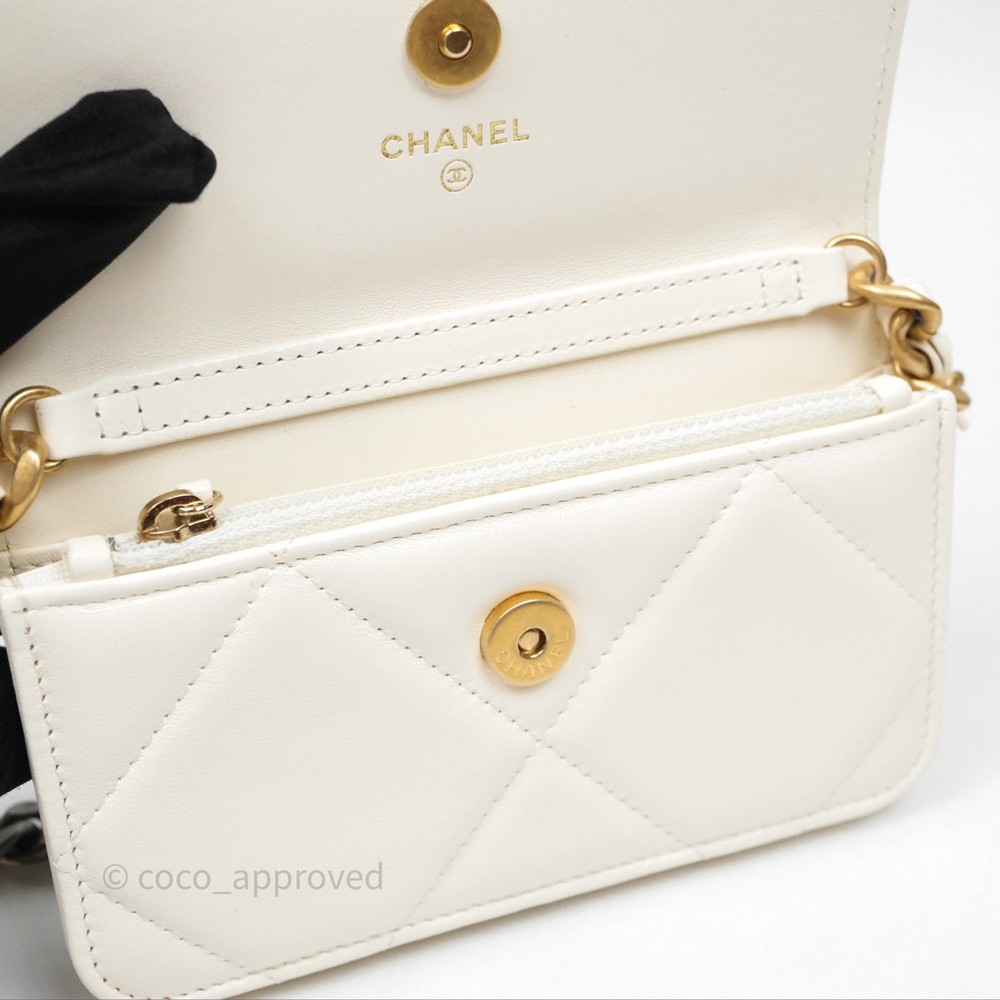 Chanel 19 Clutch With Chain Ivory White Lambskin Mixed Hardware
