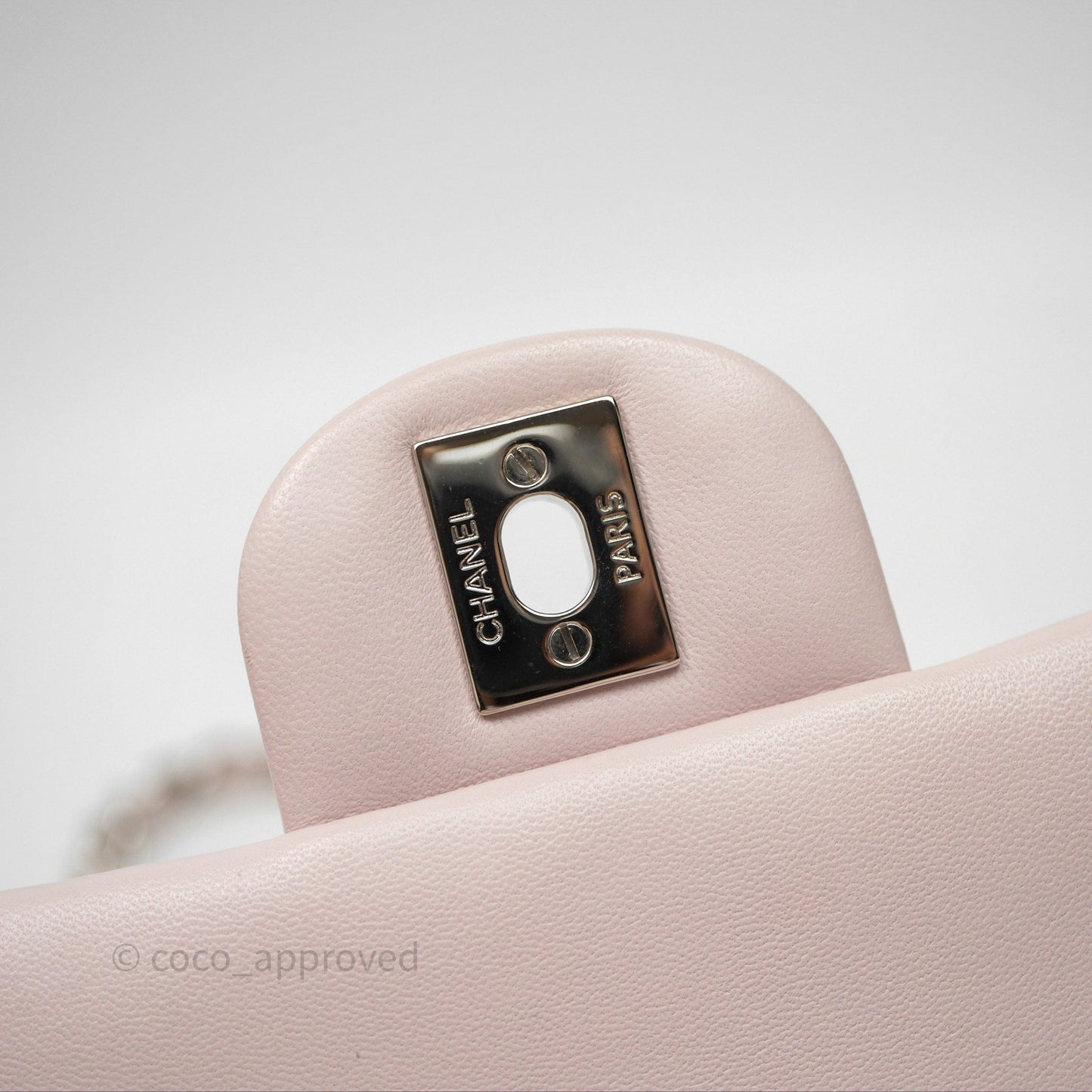Chanel Mini Square Flap Quilted Lilac Lambskin Silver Hardware