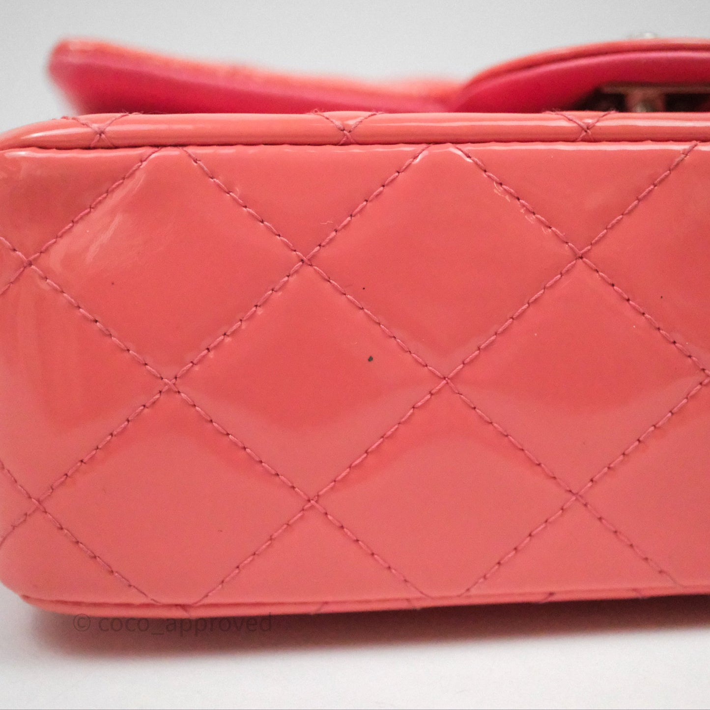 Chanel Quilted Mini Rectangular Pink Patent Silver Hardware