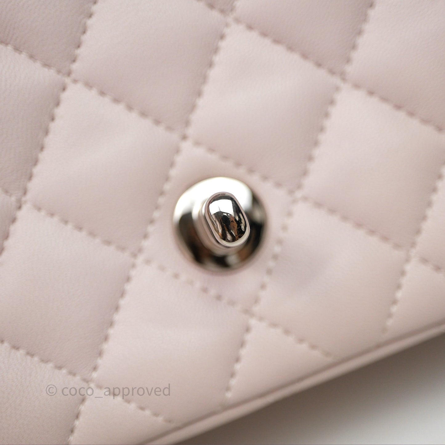Chanel Mini Square Flap Quilted Lilac Lambskin Silver Hardware